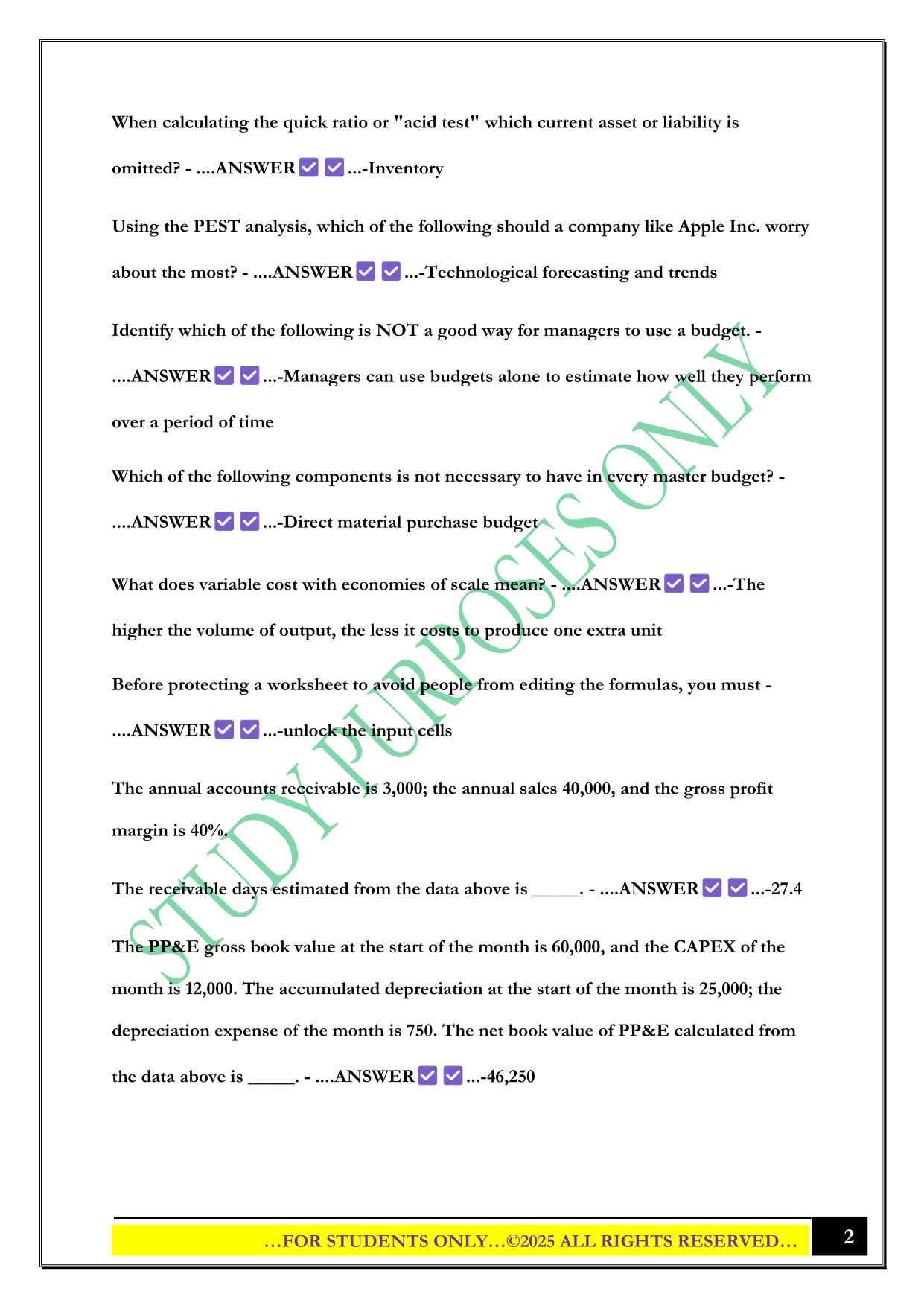 CFI FMVA Final Exam 2025 Questions and Answers