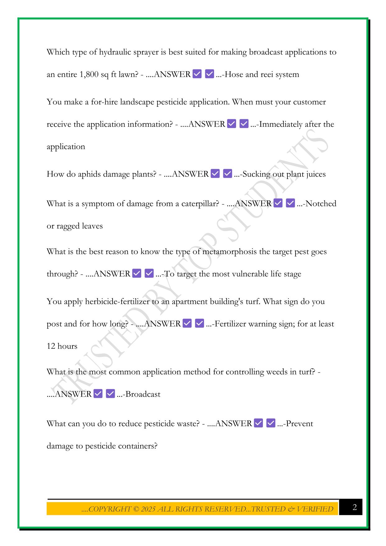 TURF & LANDSCAPE 3.0 EXAM 2025 QUESTIONS AND ANSWERS