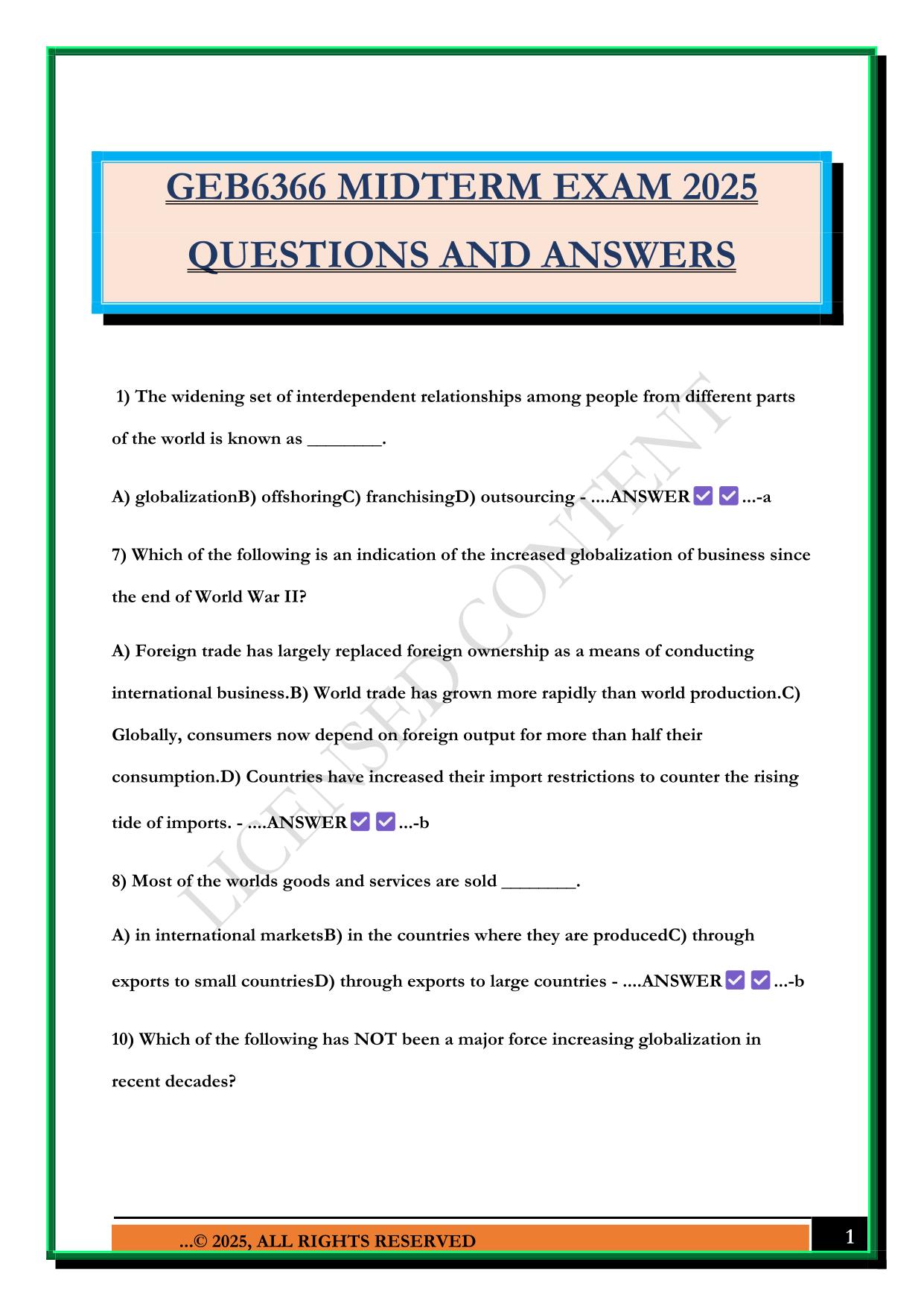 GEB6366 MIDTERM EXAM 2025 QUESTIONS AND ANSWERS