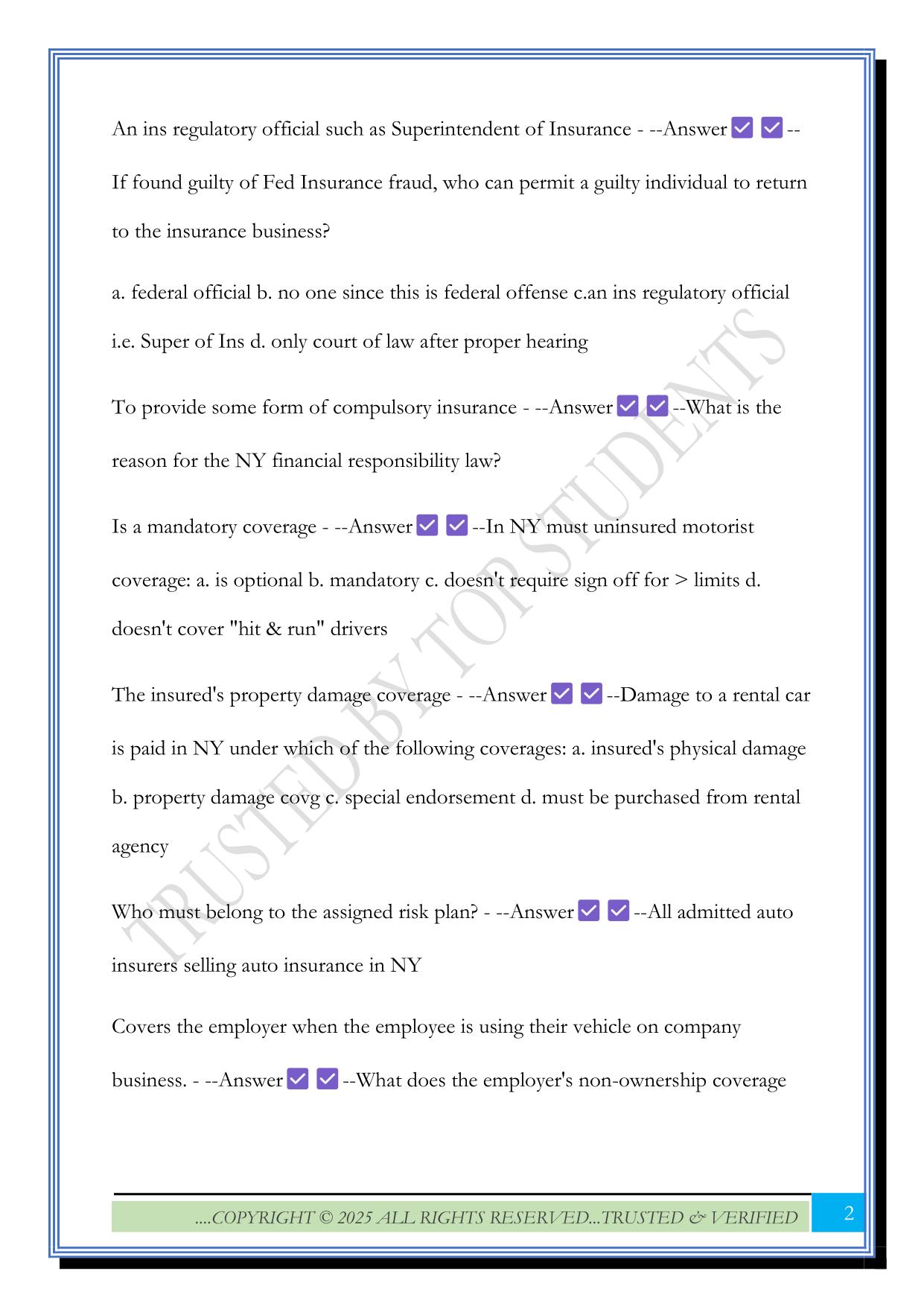 NY General Adjuster Test (10-70) 2025 Questions and Answers