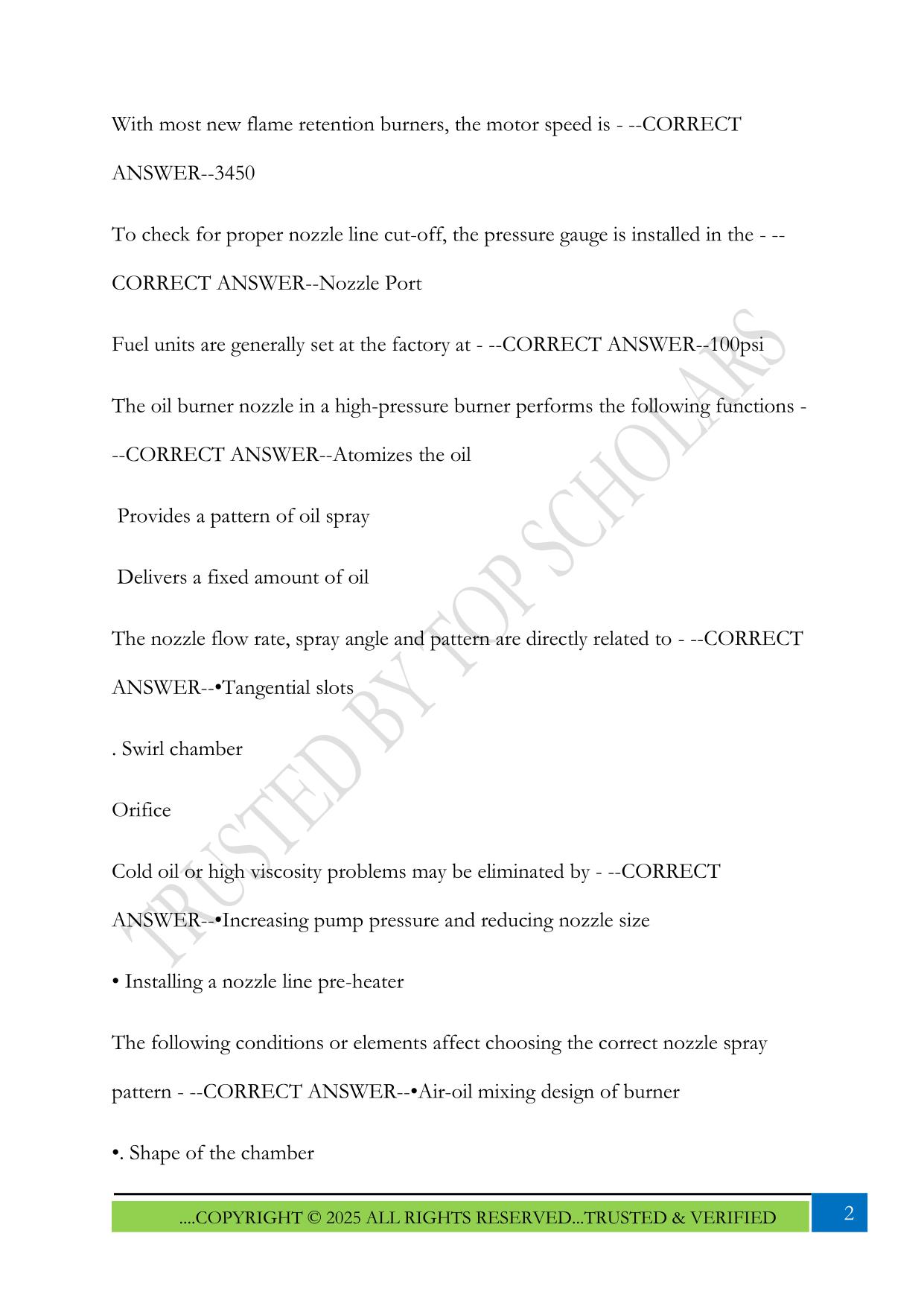 Oil burner's test questions 1-200 Exam 2025 Questions and Answers