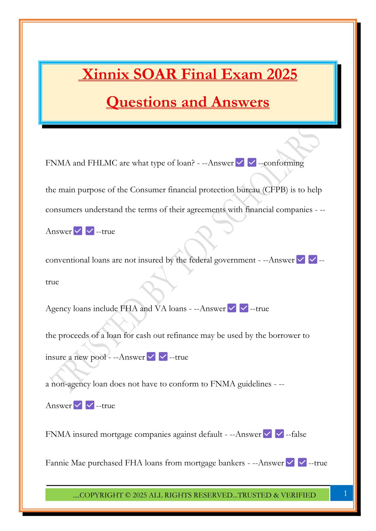 Xinnix SOAR Final Exam 2025 Questions and Answers