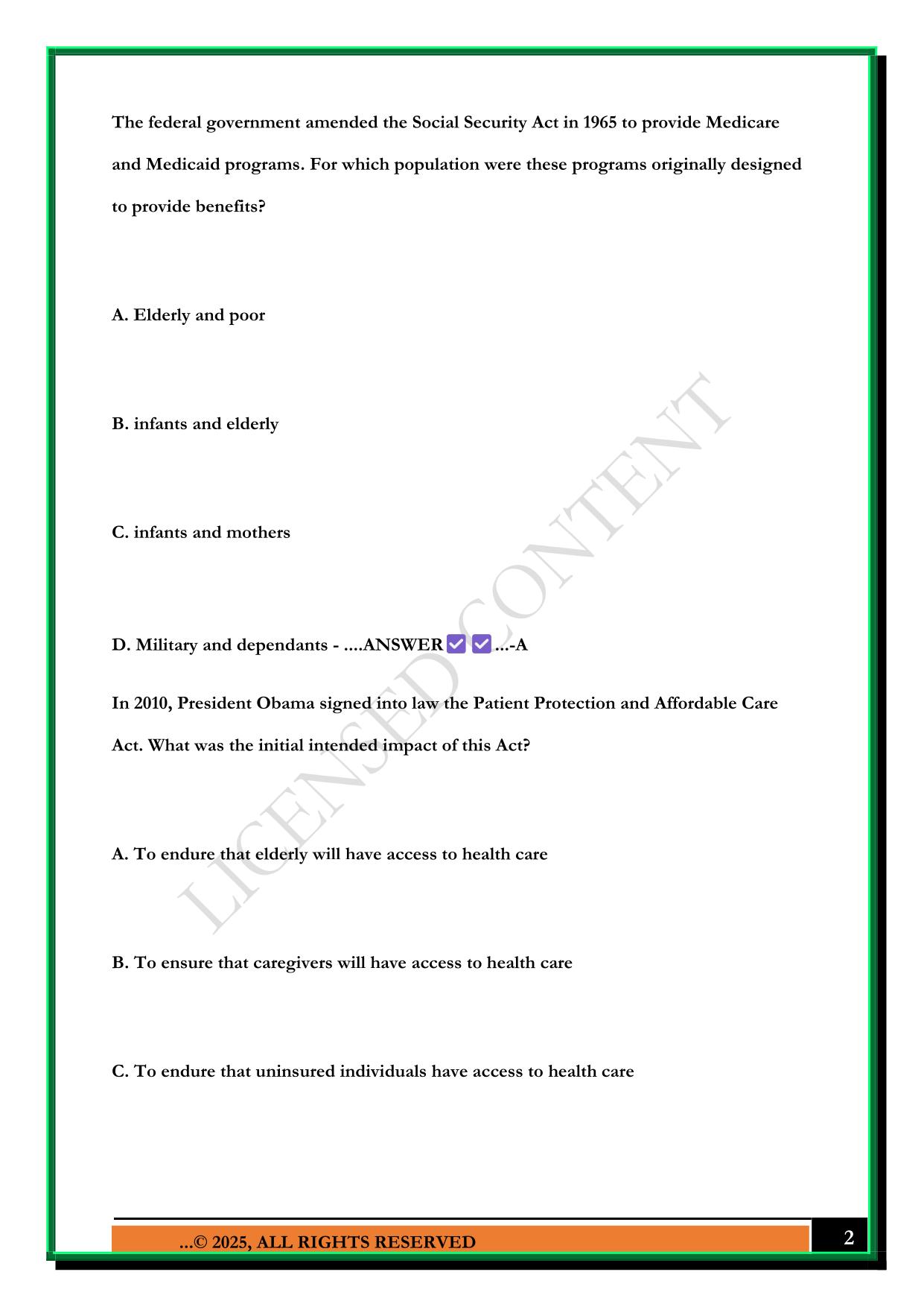 C425 HEALTHCARE DELIVERY SYSTEMS, REGULATION, AND COMPLIANCE EXAM 2025 QUESTIONS AND ANSWERS