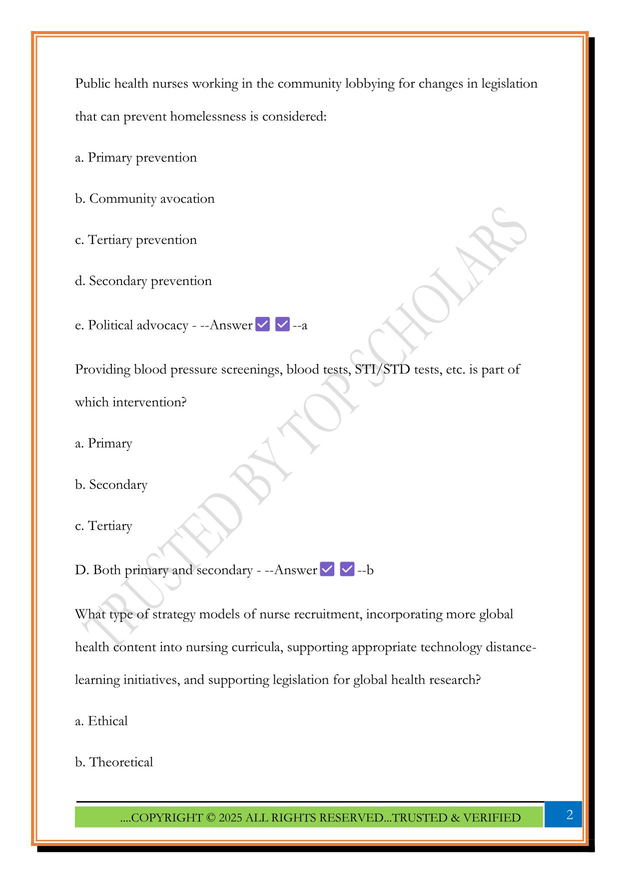 Community Health Final Exam Study 2025 Questions and Answers