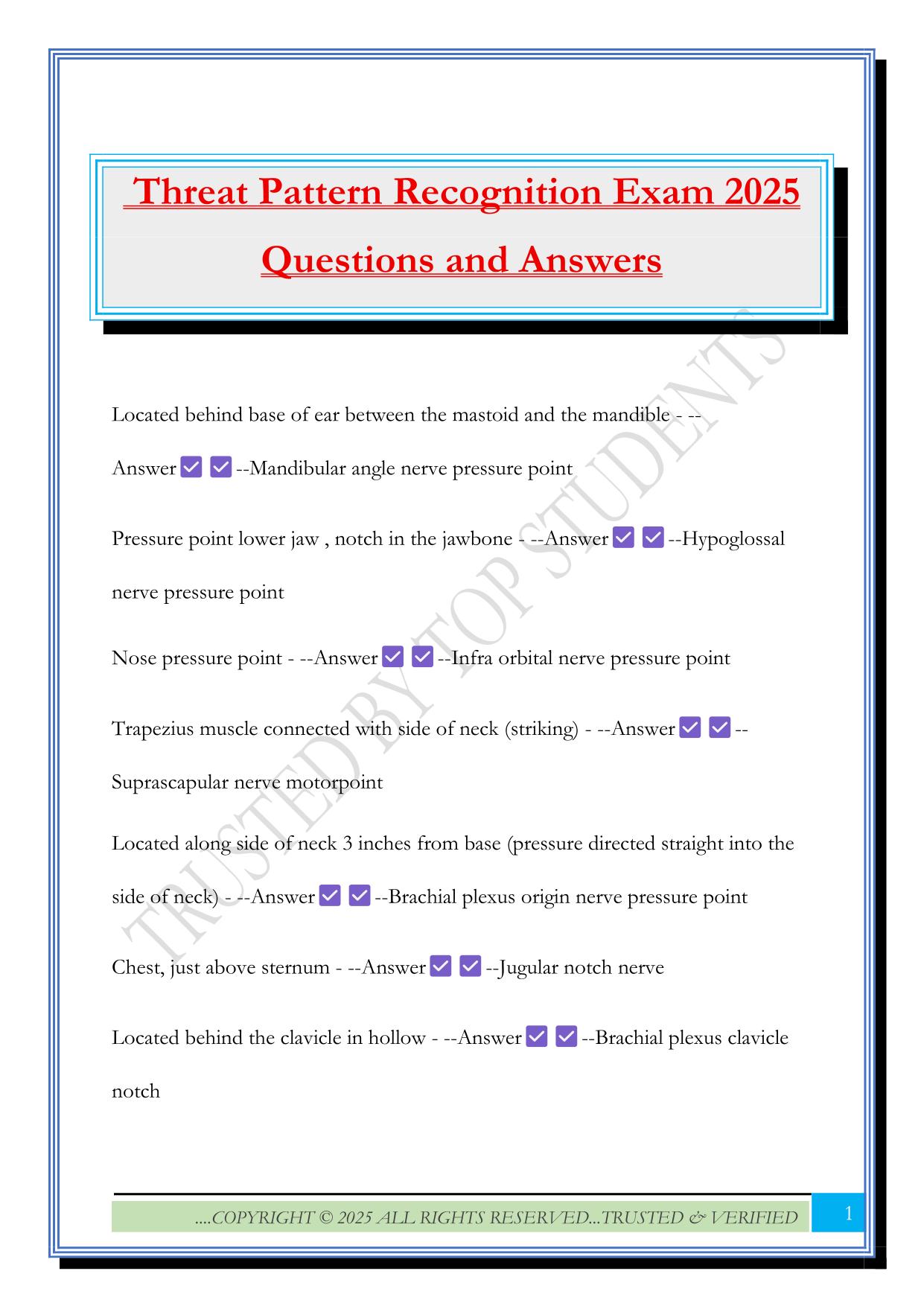 Threat Pattern Recognition Exam 2025 Questions and Answers