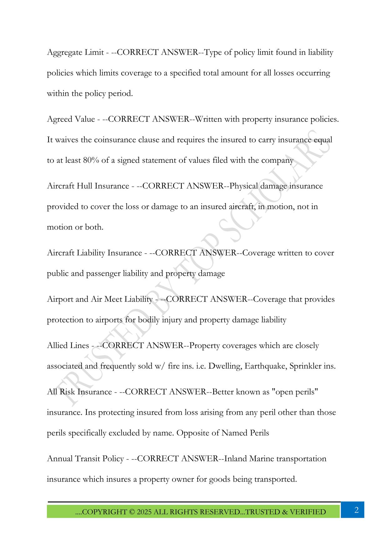 Florida Insurance 2-20 Exam 2025 Questions and Answers