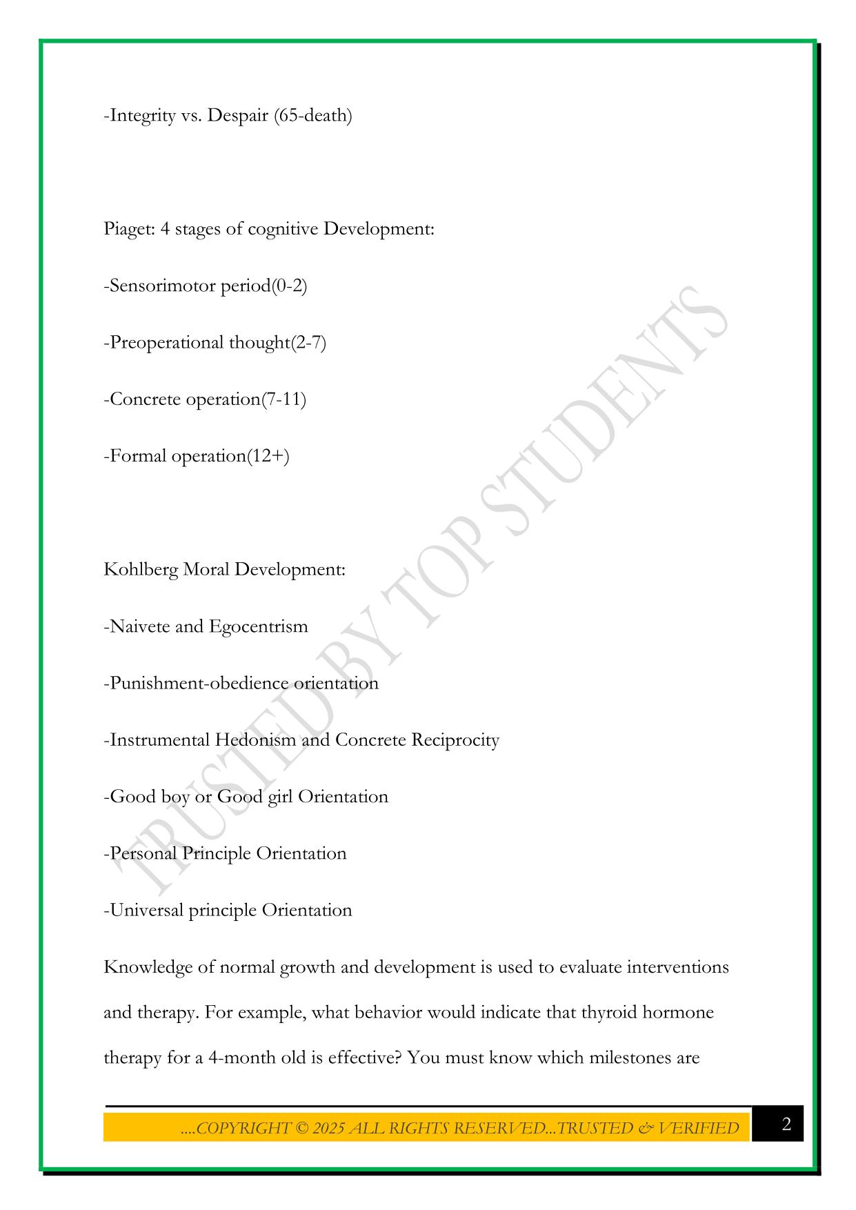 PEDIATRIC HESI HINTS EXAM 2025 QUESTIONS AND ANSWERS