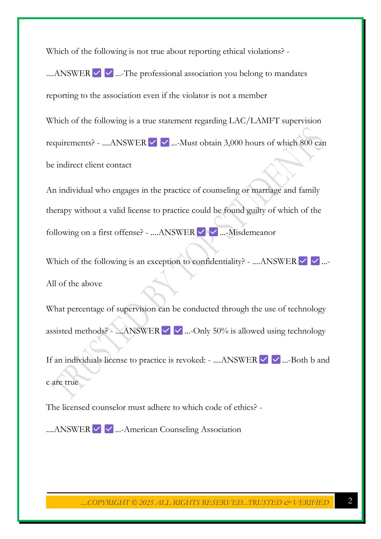 ARKANSAS JURISPRUDENCE COUNSELING EXAM 2025 QUESTIONS AND ANSWERS