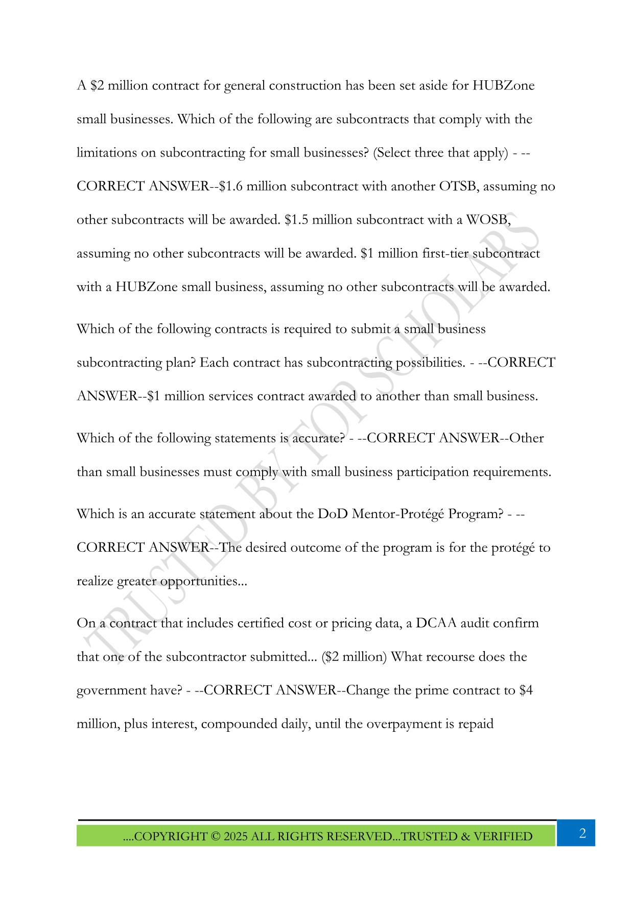 CLC 059 Subcontracting Exam 2025 Questions and Answers