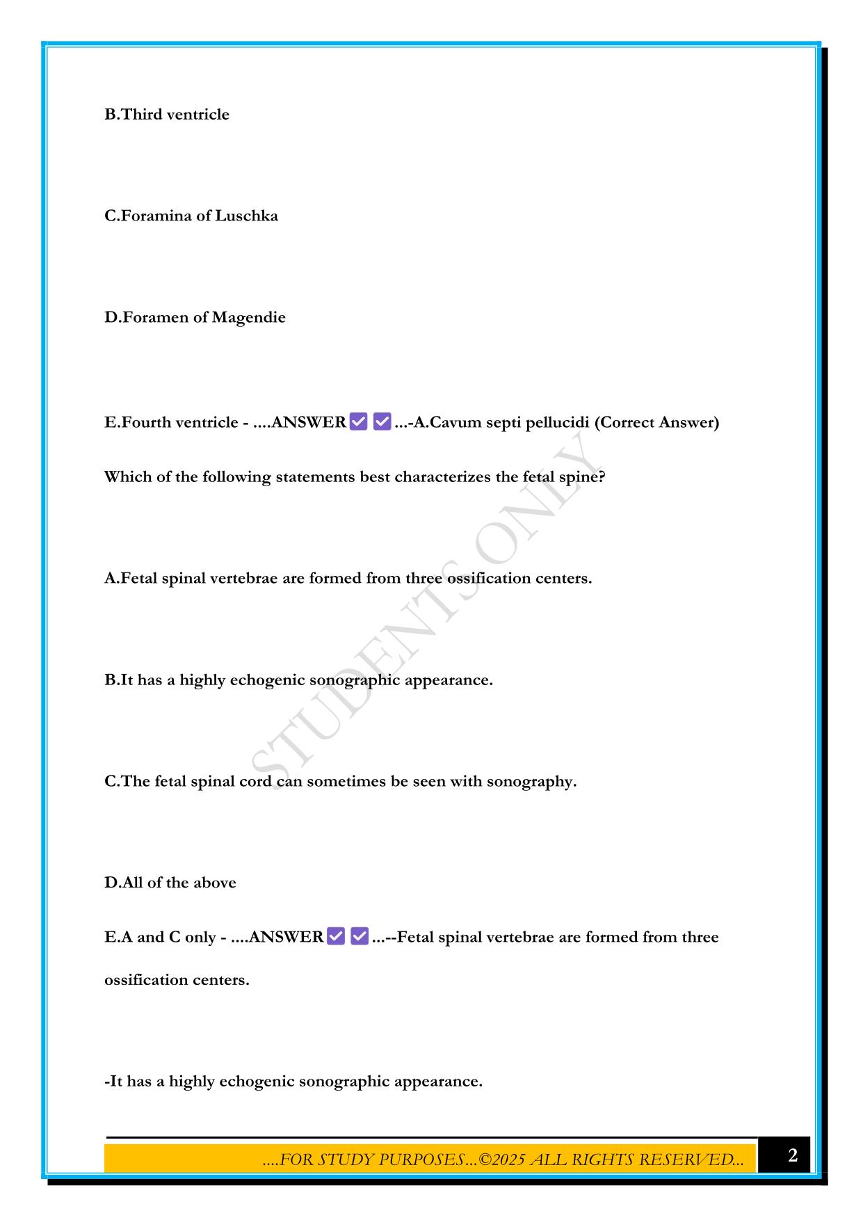 SECOND- & THIRD-TRIMESTER PREGNANCY: PART I. SONOSIM. MASTERY TEST. (20) EXAM 2025 QUESTIONS AND ANSWERS