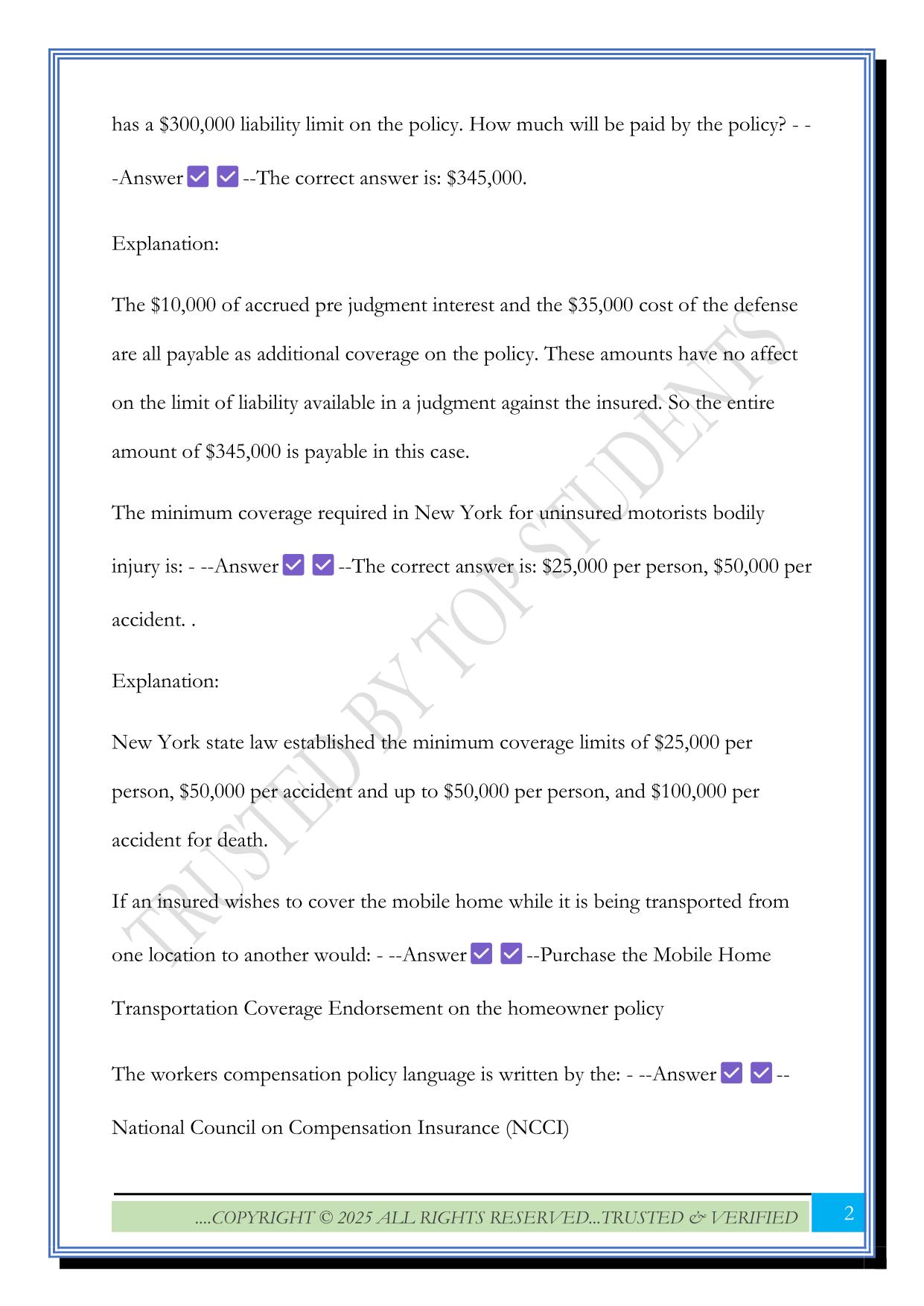 New York Adjuster Exam 2025 Questions and Answers