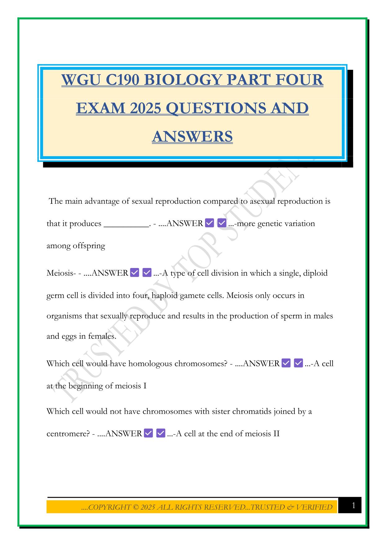 WGUC190 Bundled Exams Questions and Answers 100% Pass|Updated and Verified