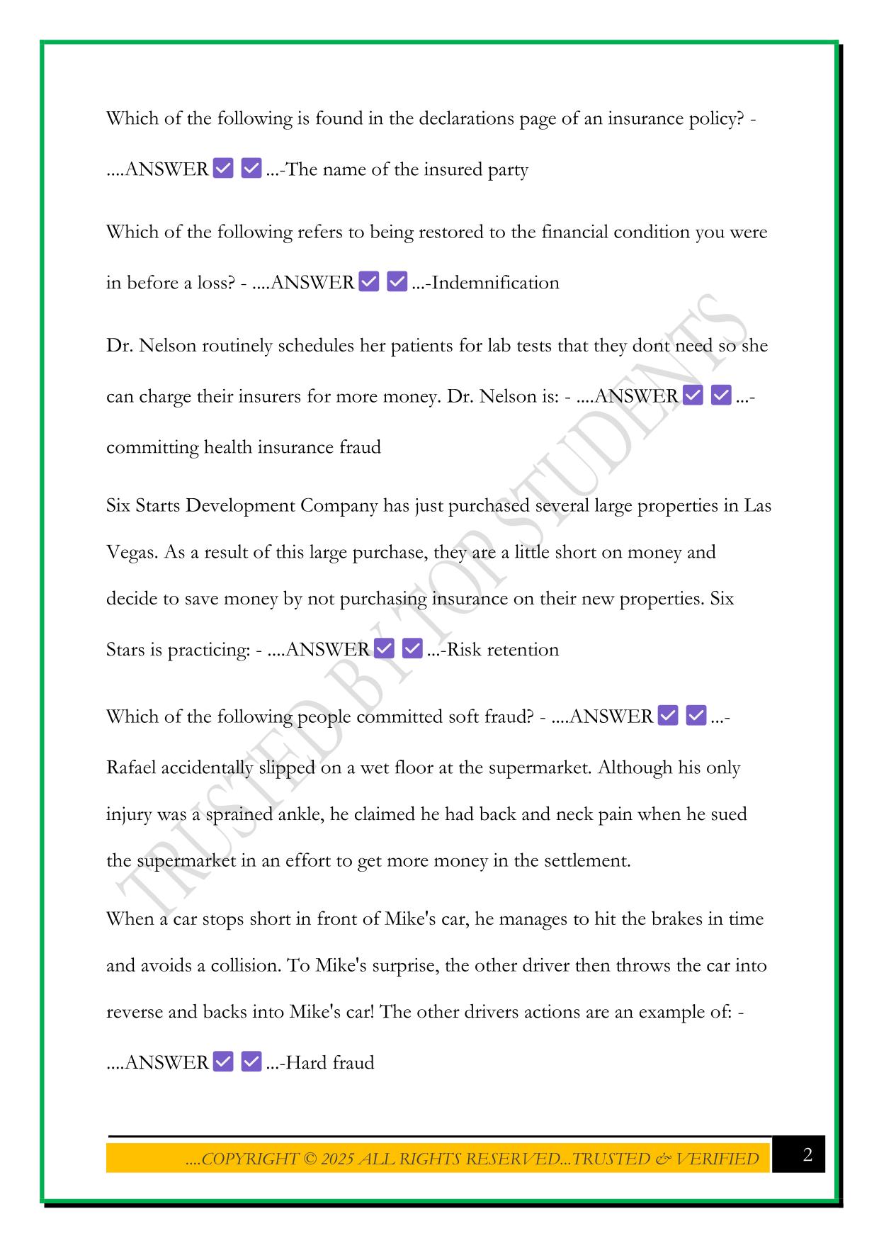 ADJUSTER PRO TEXAS EXAM 2025 QUESTIONS AND ANSWERS