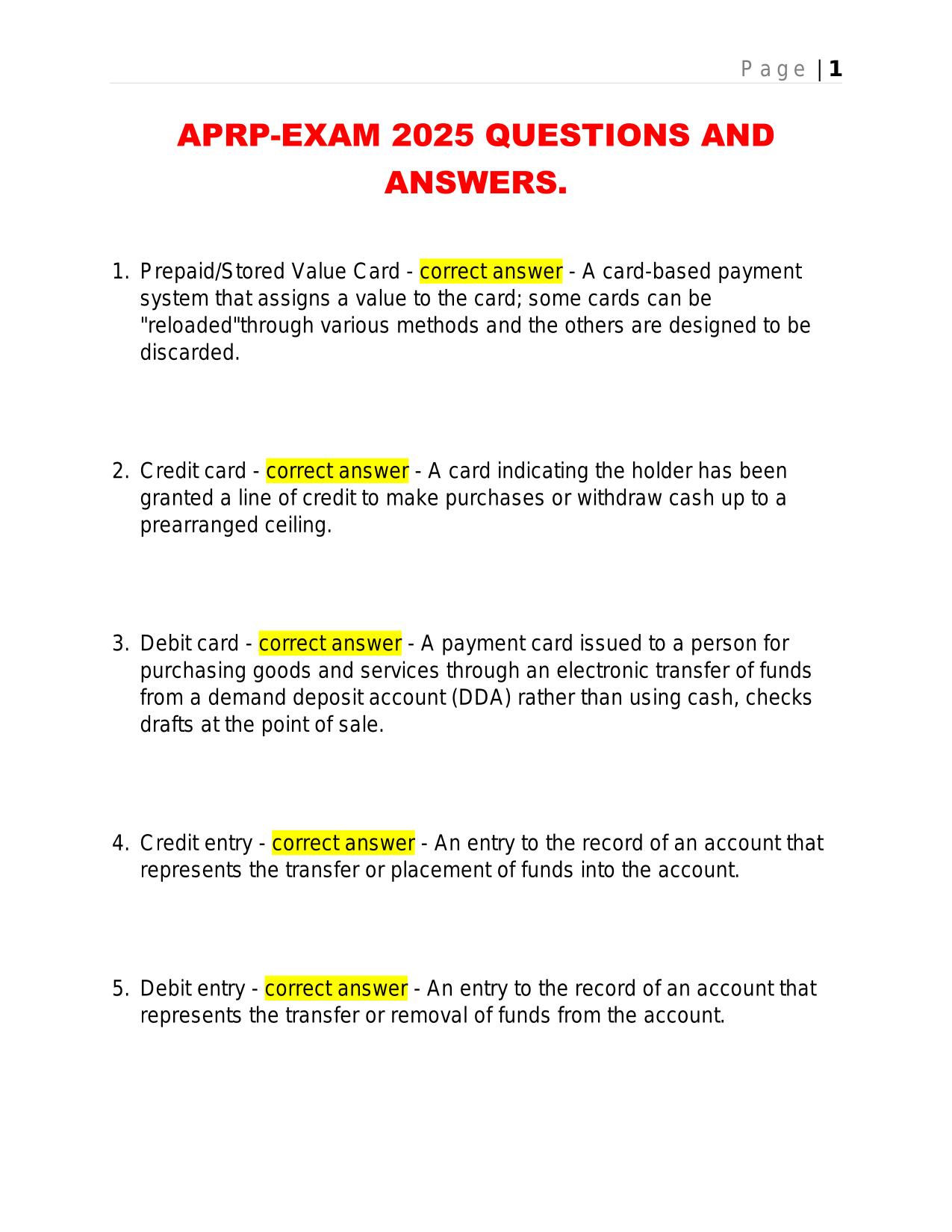 APRP-EXAM 2025 QUESTIONS AND ANSWERS.
