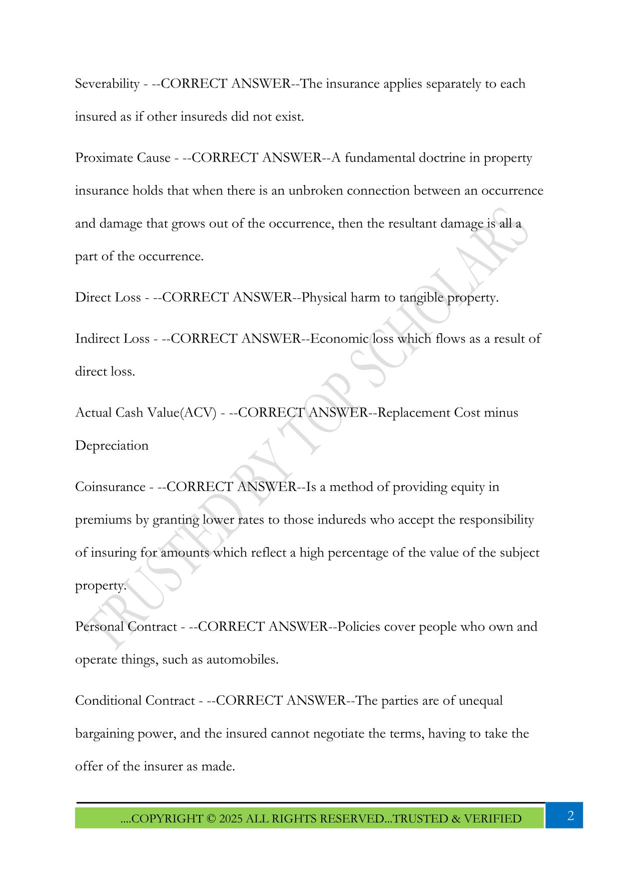Florida Claims Adjuster Exam 2025 Questions and Answers