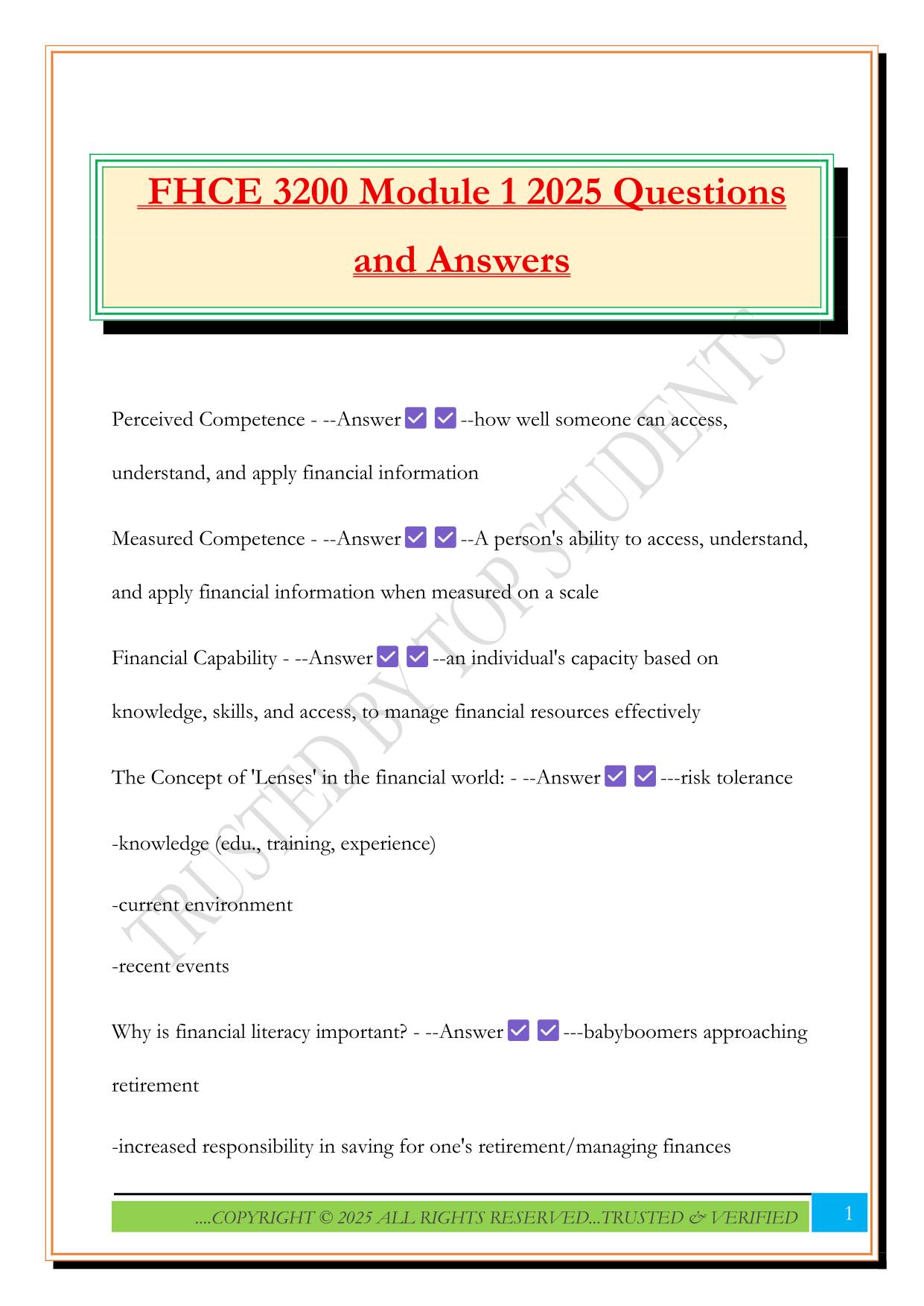 FHCE 3200 Fall 2025 Bundled Exams Questions and Answers |100% Pass Verified and Updated