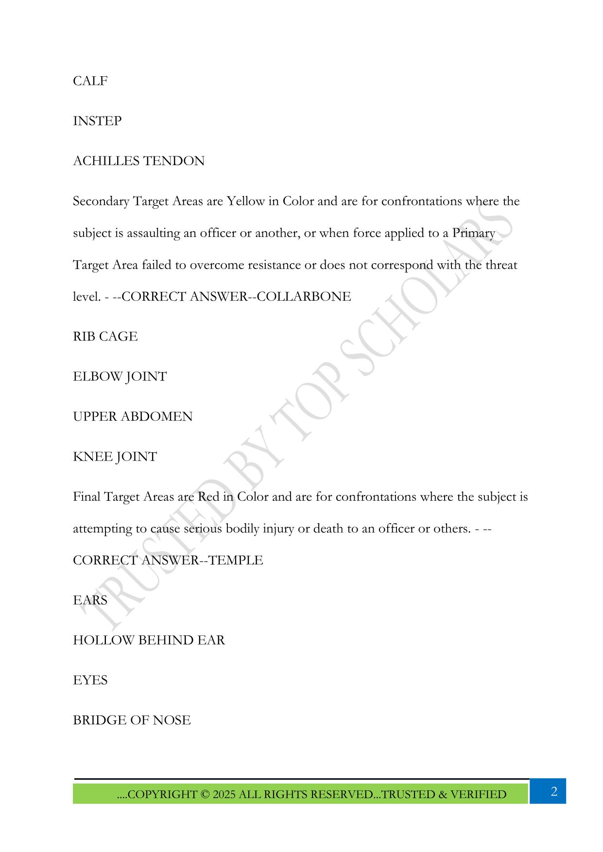 VA Police Expandable Straight Baton (ESB) Exam 2025 Questions and Answers