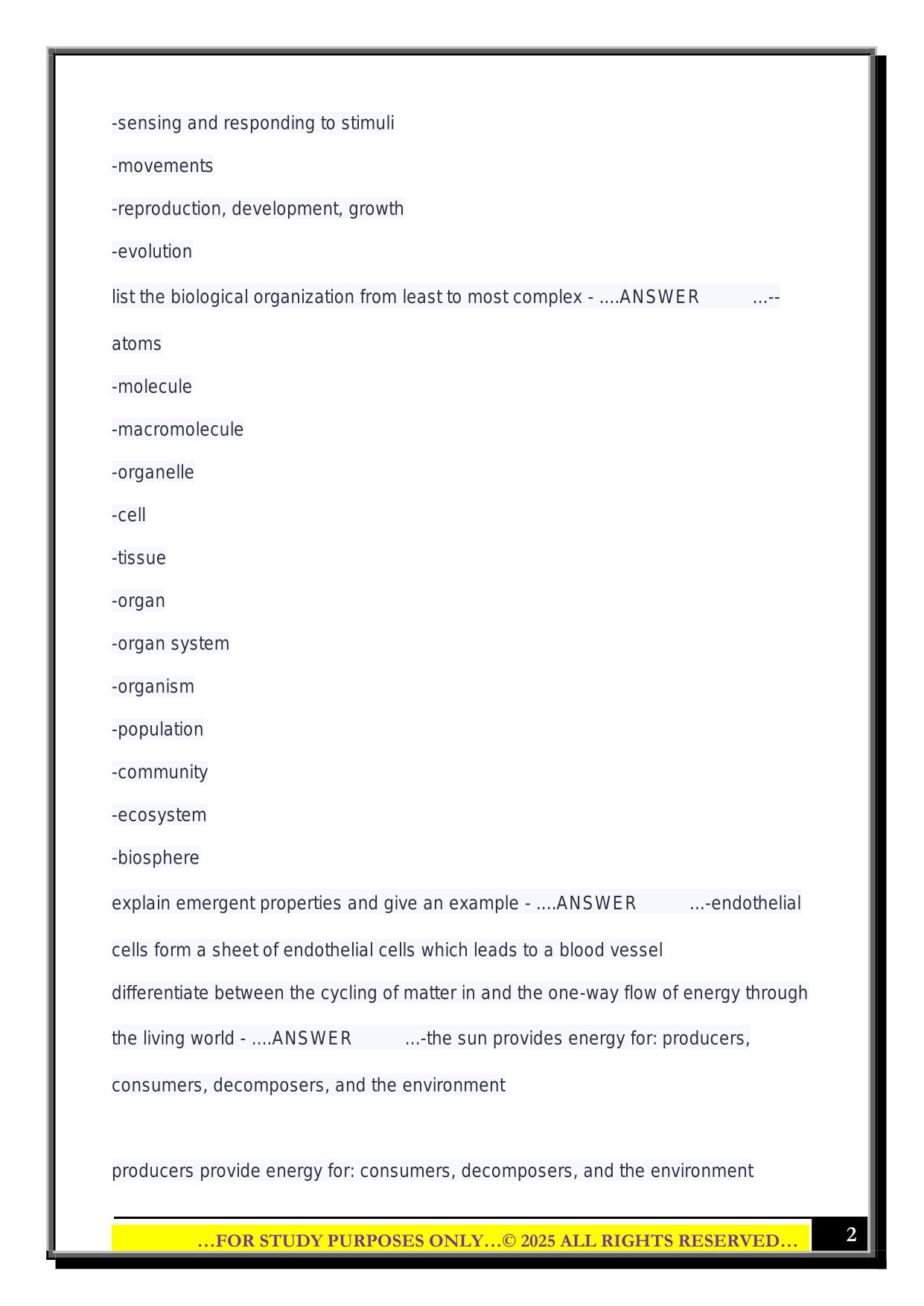 Biology 201 Fall 2025 - Exam 1- Uwe Pott – UWGB Questions and Answers