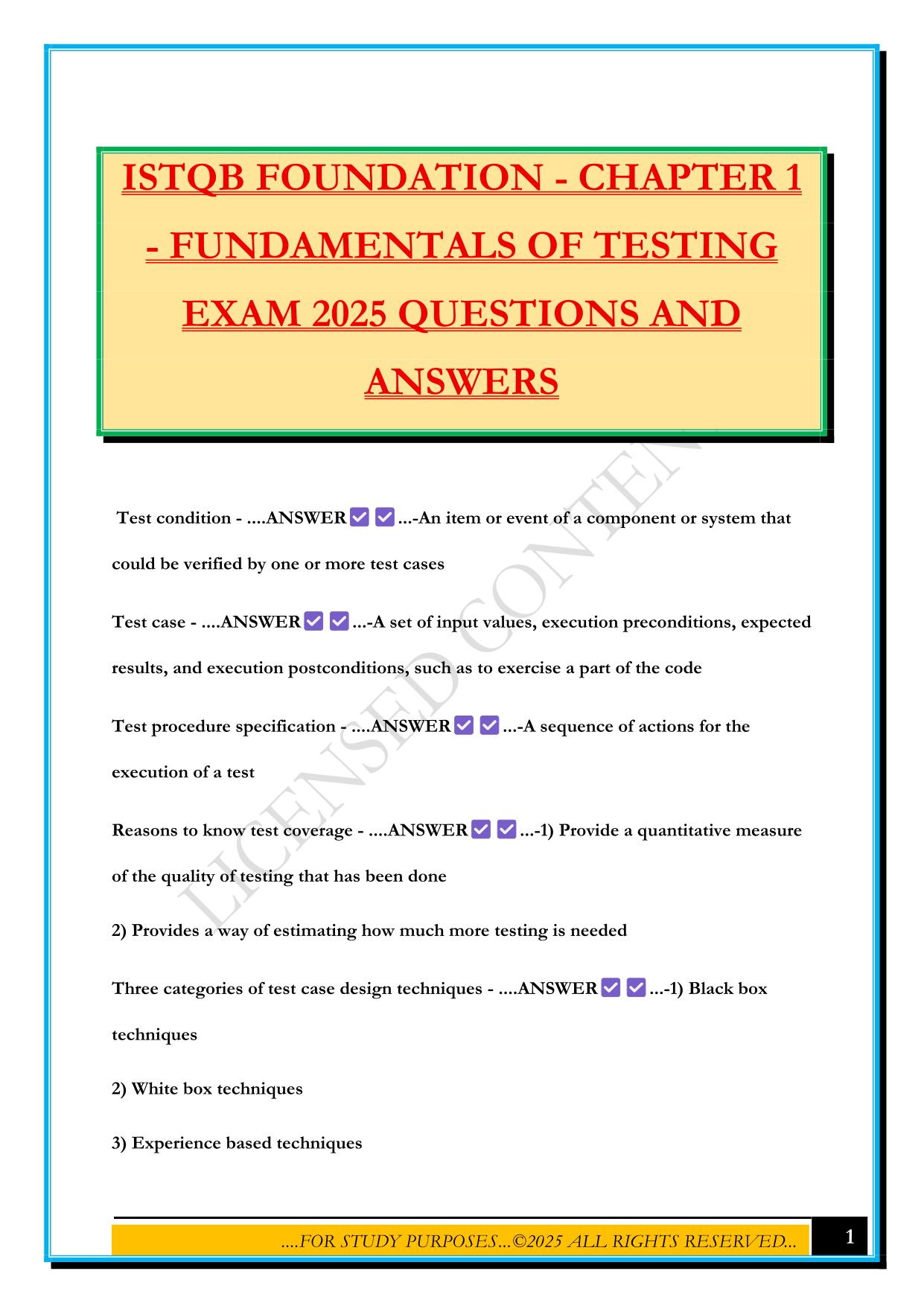 ISTQB Bundled Exams 2025/2026 |Questions and Answers |100% Pass