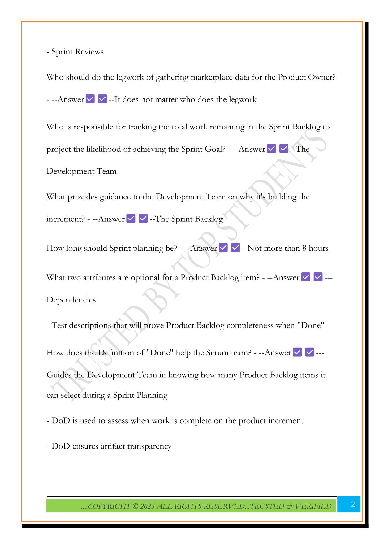 PSPO I Certification Exam 2025 Questions and Answers