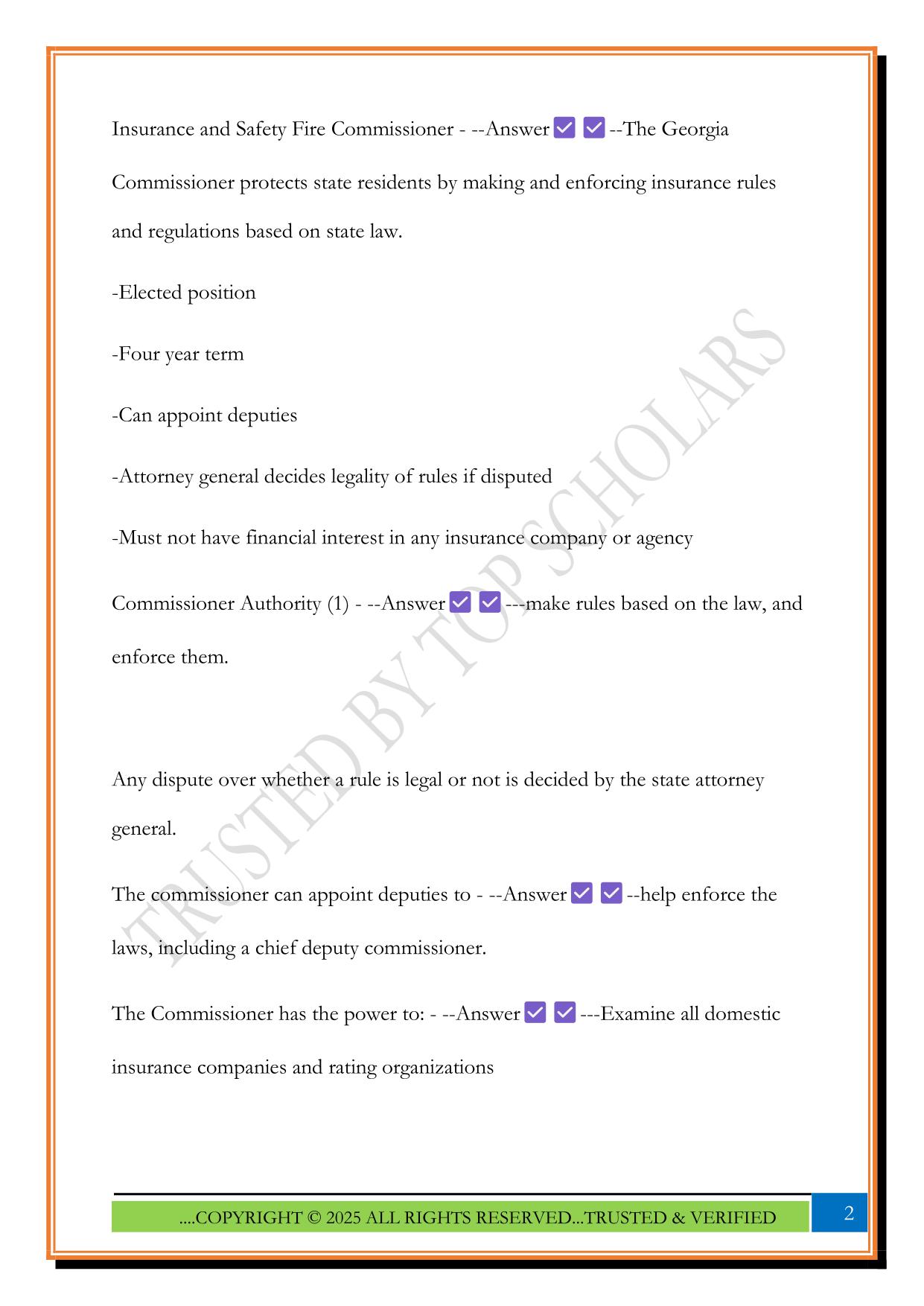 GEORGIA LAWS, RULES, AND REGULATIONS PERTINENT TO ALL ADJUSTERS Exam 2025 Questions and Answers