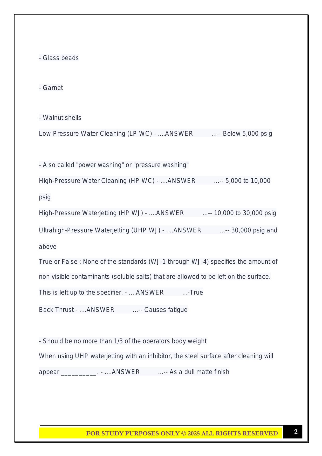 NACE / AMPP CIP Level 2 2025 Questions and Answers