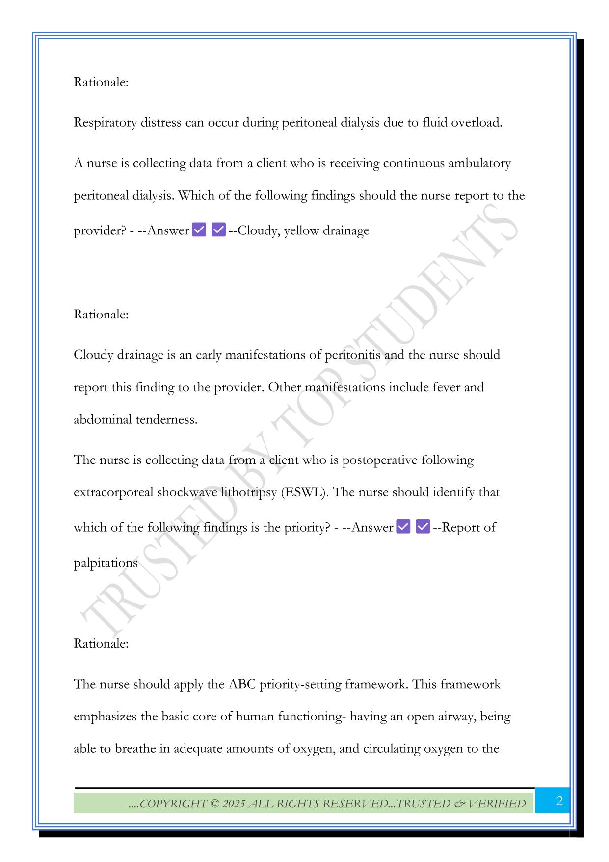 ATI Medical- Surgical: Renal and Urinary Exam 2025 Questions and Answers