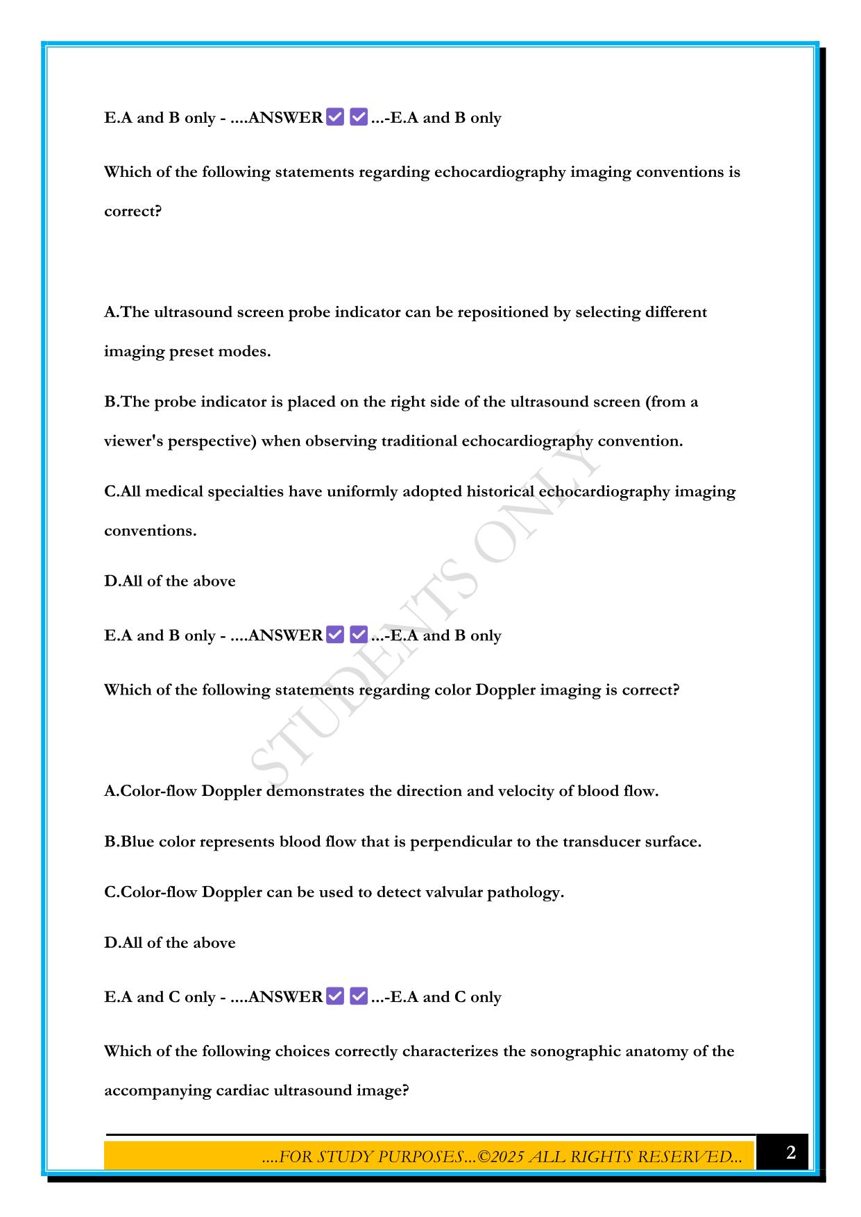 SONOSIM HEART:ANATOMY AND PHYSIOLOGY MASTERY TEST 2025 QUESTIONS AND ANSWERS
