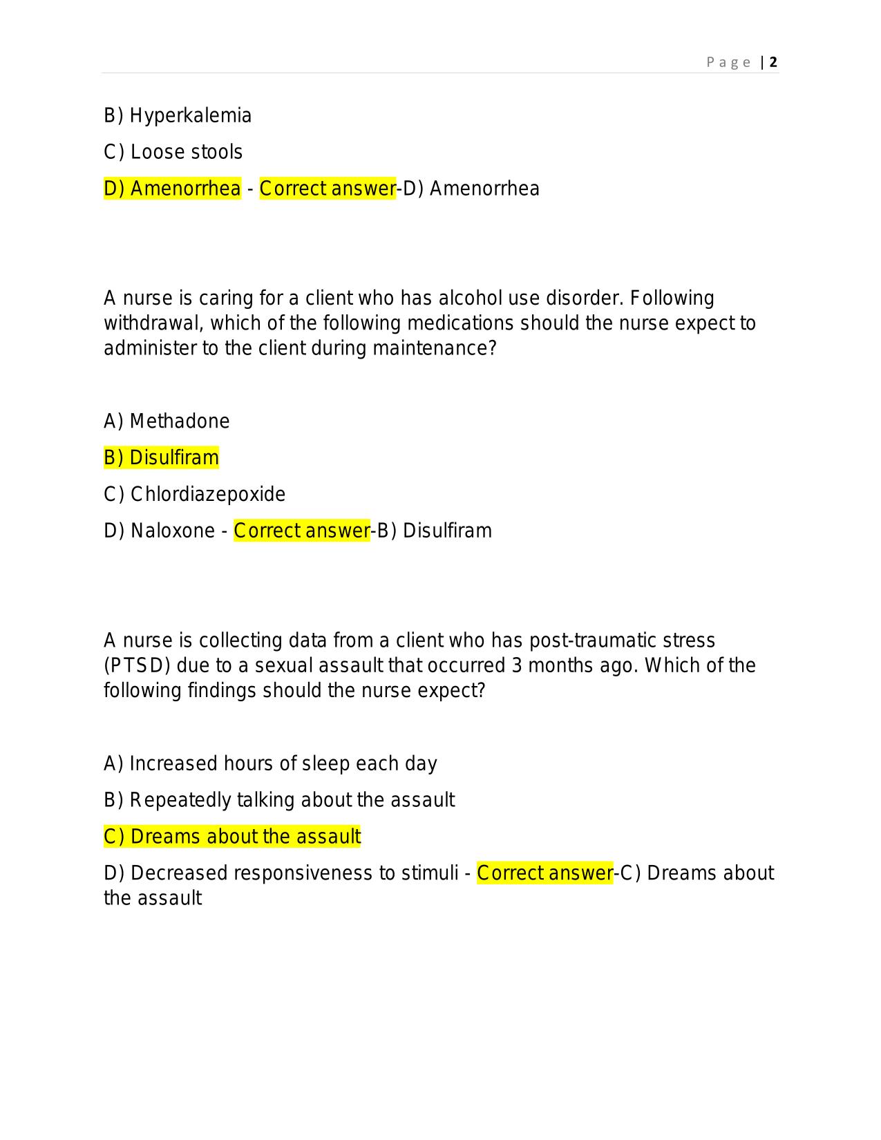 ATI PN MENTAL HEALTH PROCTORED EXAM VERSION 1 2025 QUESTIONS AND ANSWERS.