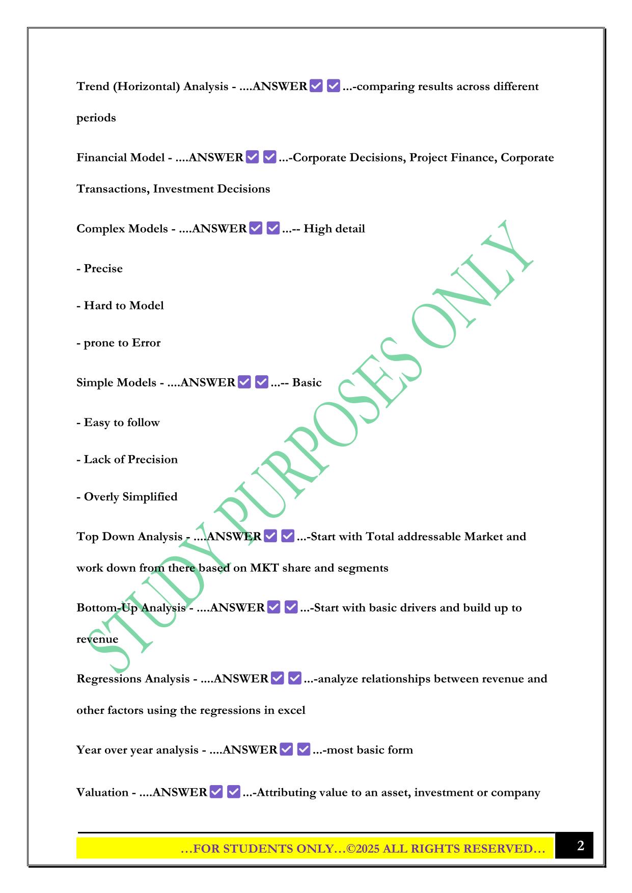 CFI FMVA Final Exam 2025 Questions and Answers