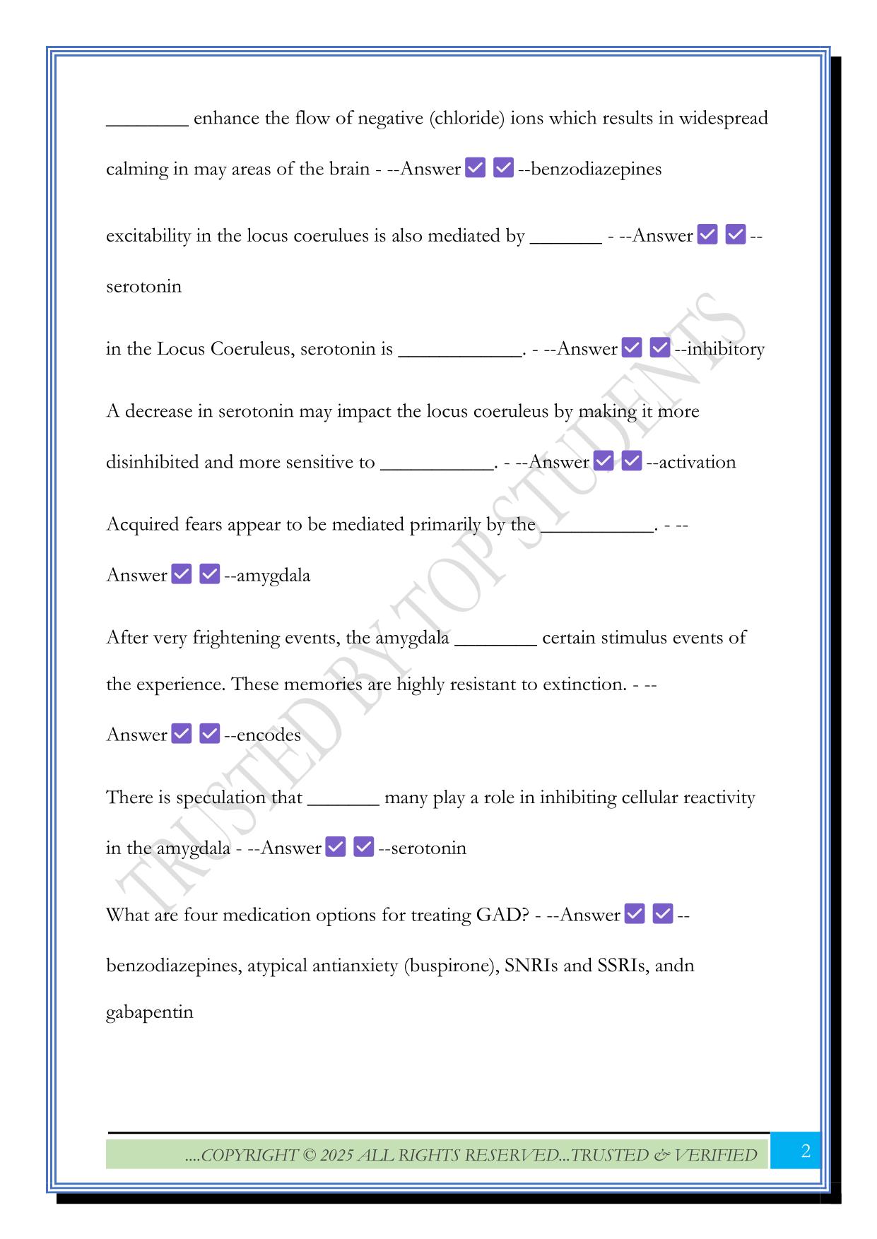 Psychopharmacology Final Exam 2025 Questions and Answers
