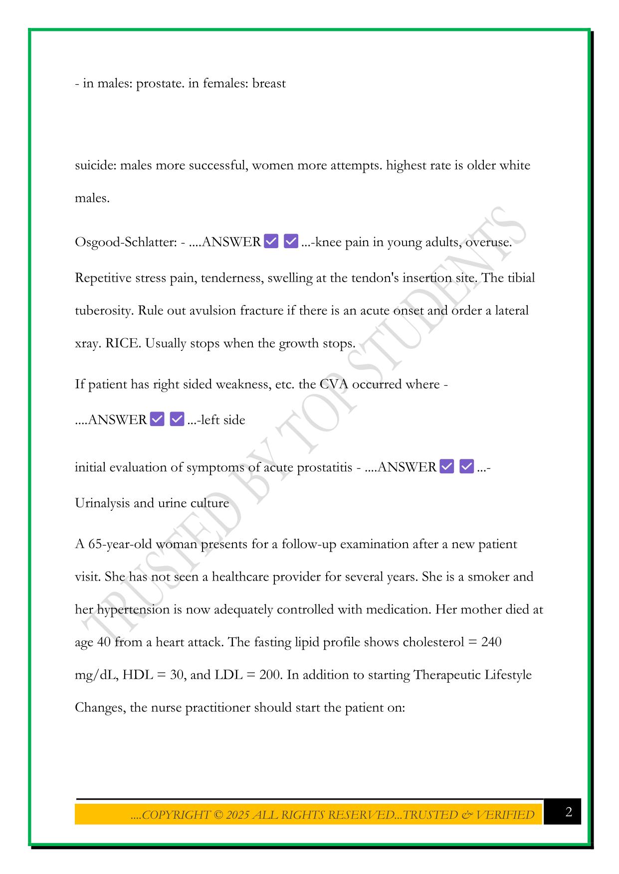 AANP FNP TEST REVIEW 2025 QUESTIONS AND ANSWERS