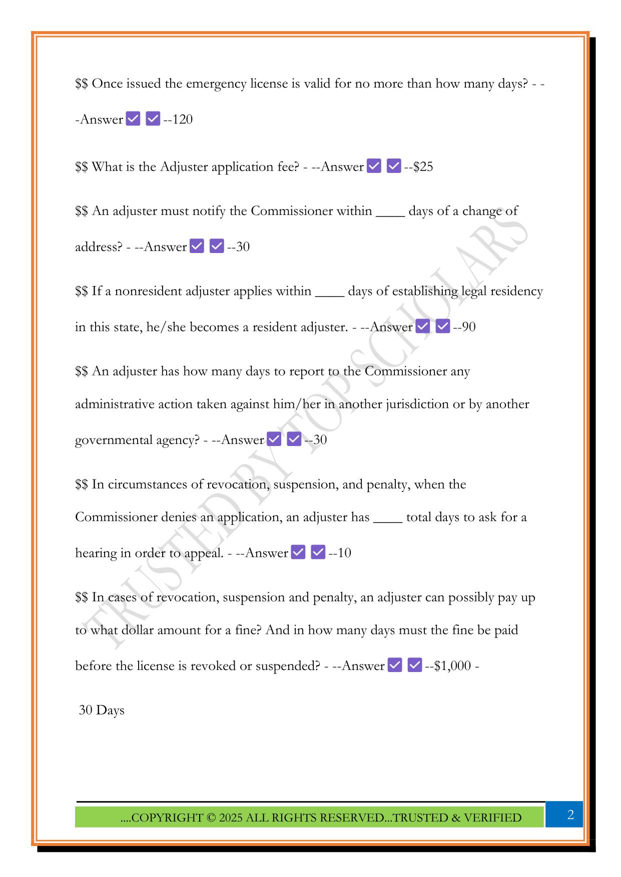 WV Adjuster Dates and Numbers Exam 2025 Questions and Answers