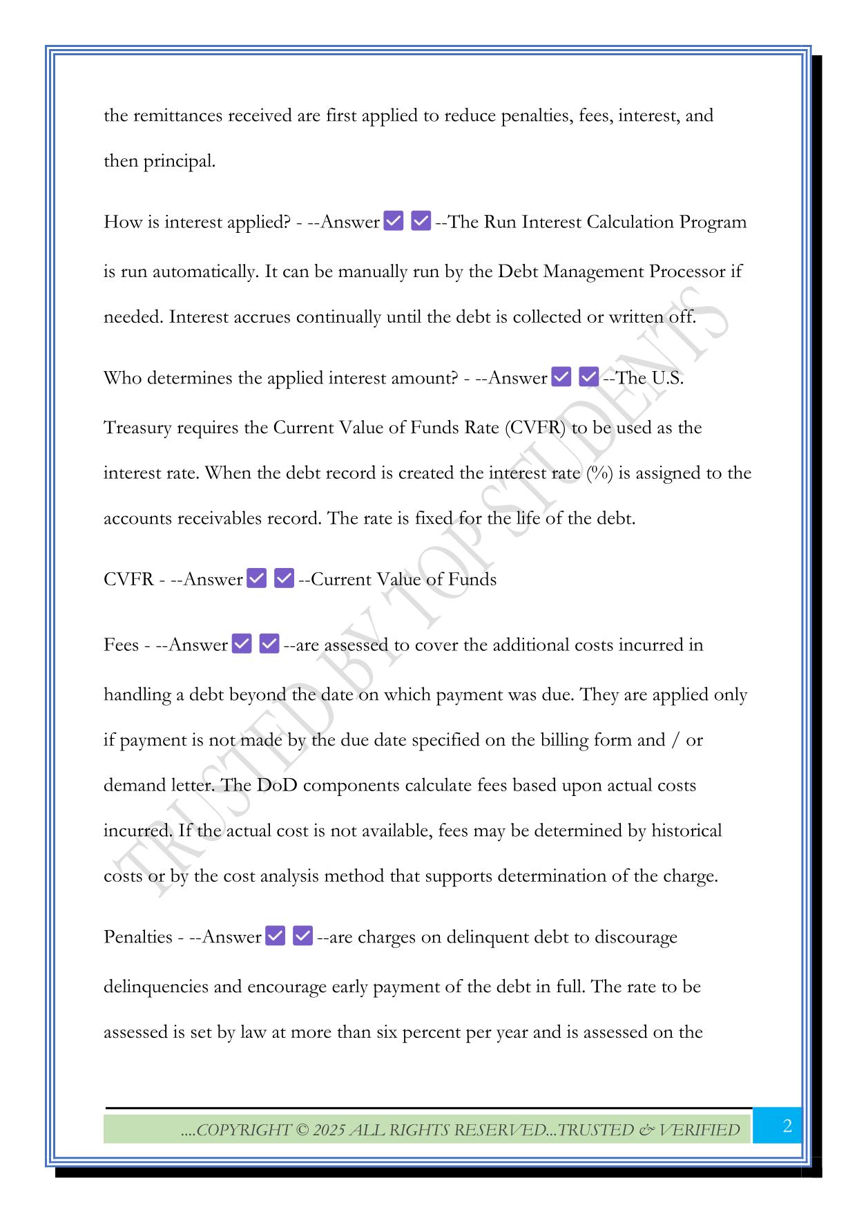 GFEBS Debt Management Exam 2025 Questions and Answers