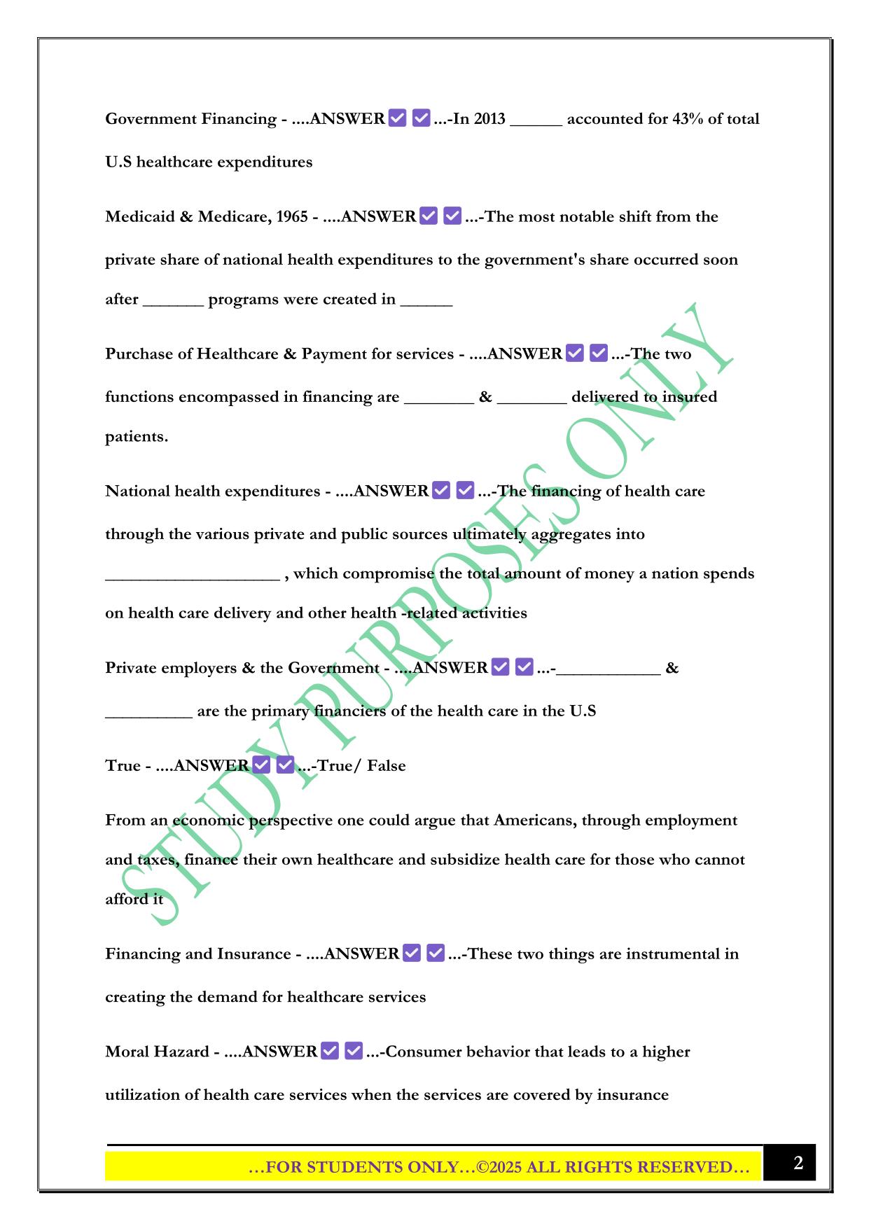 U.S Health Care System Chapter 6 Exam 2025 Questions and Answers