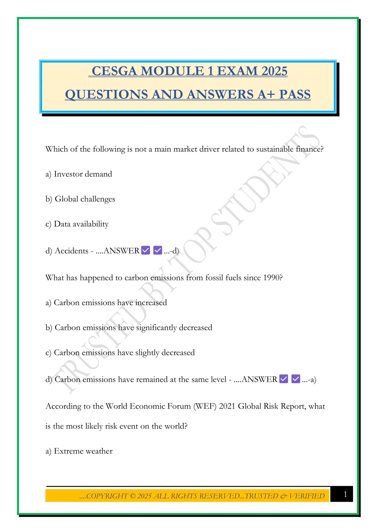 CESGA MODULE 1 EXAM 2025 QUESTIONS AND ANSWERS A+ PASS