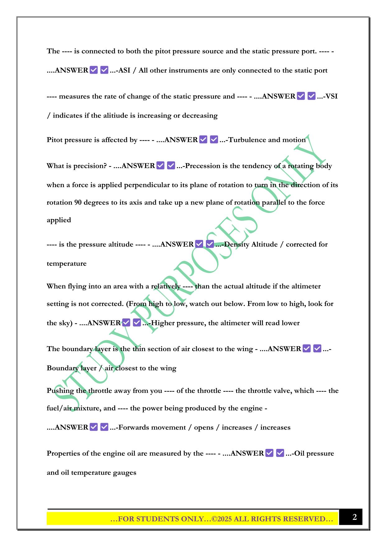 Level 4 Aviation Test (Air Cadets) 2025 Questions and Answers