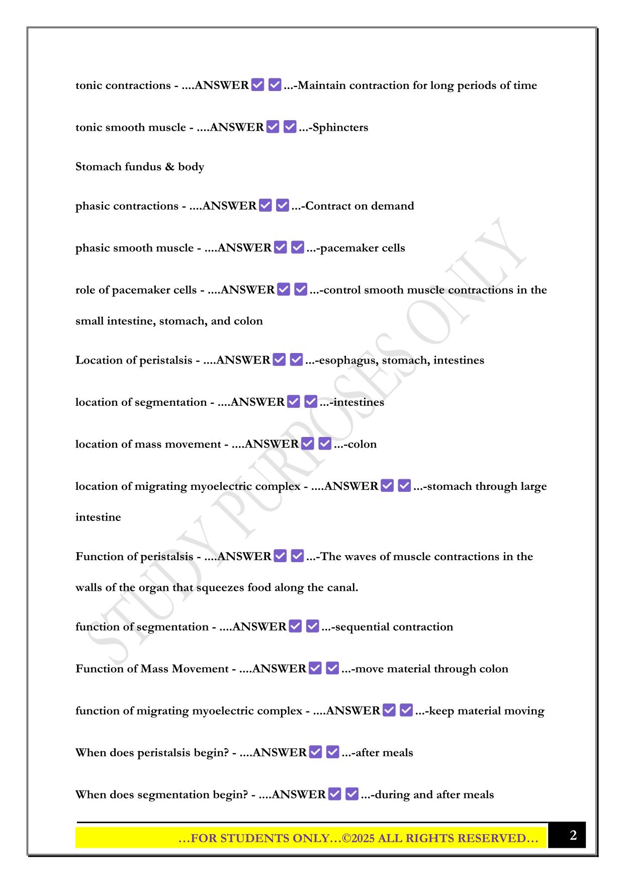 Physiology IUPUI Exam 5 2025 Questions and Answers