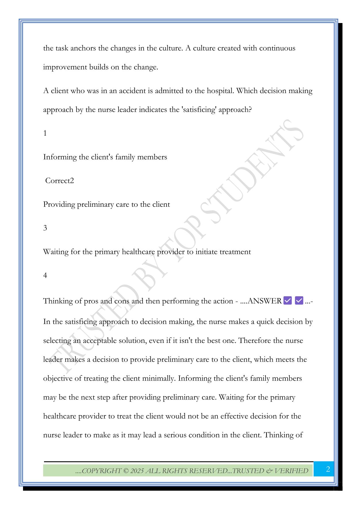 Leadership Exam 2025 Questions and Answers |100% Pass