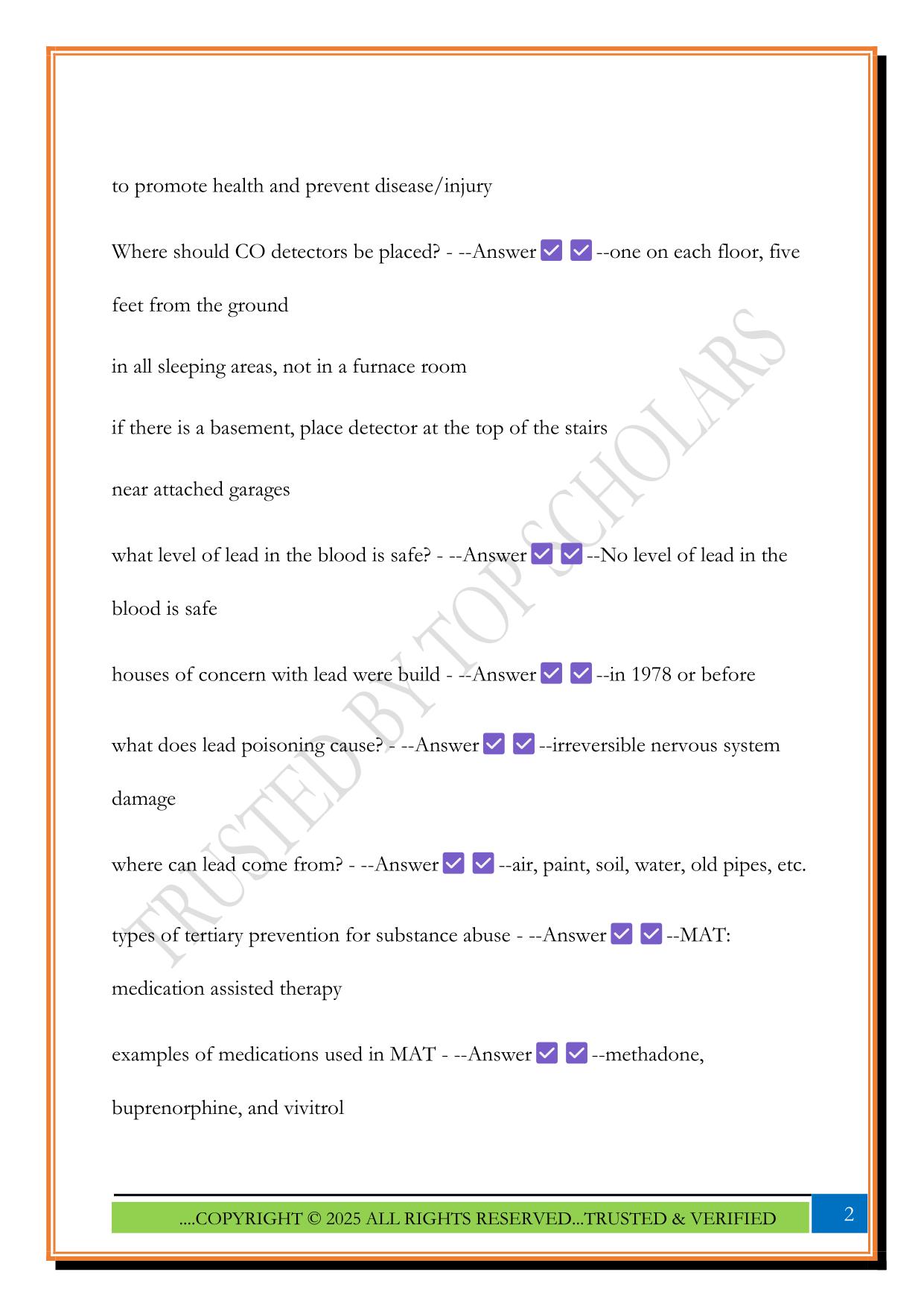 Community Nursing: Final Exam 2025 Questions and Answers
