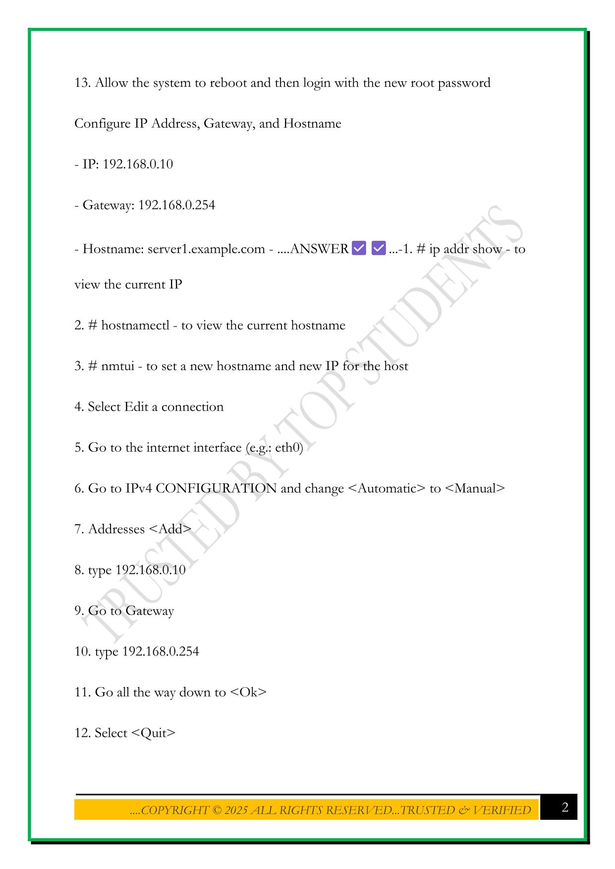 RHCSA EXAM PRACTICE 2025 QUESTIONS AND ANSWERS