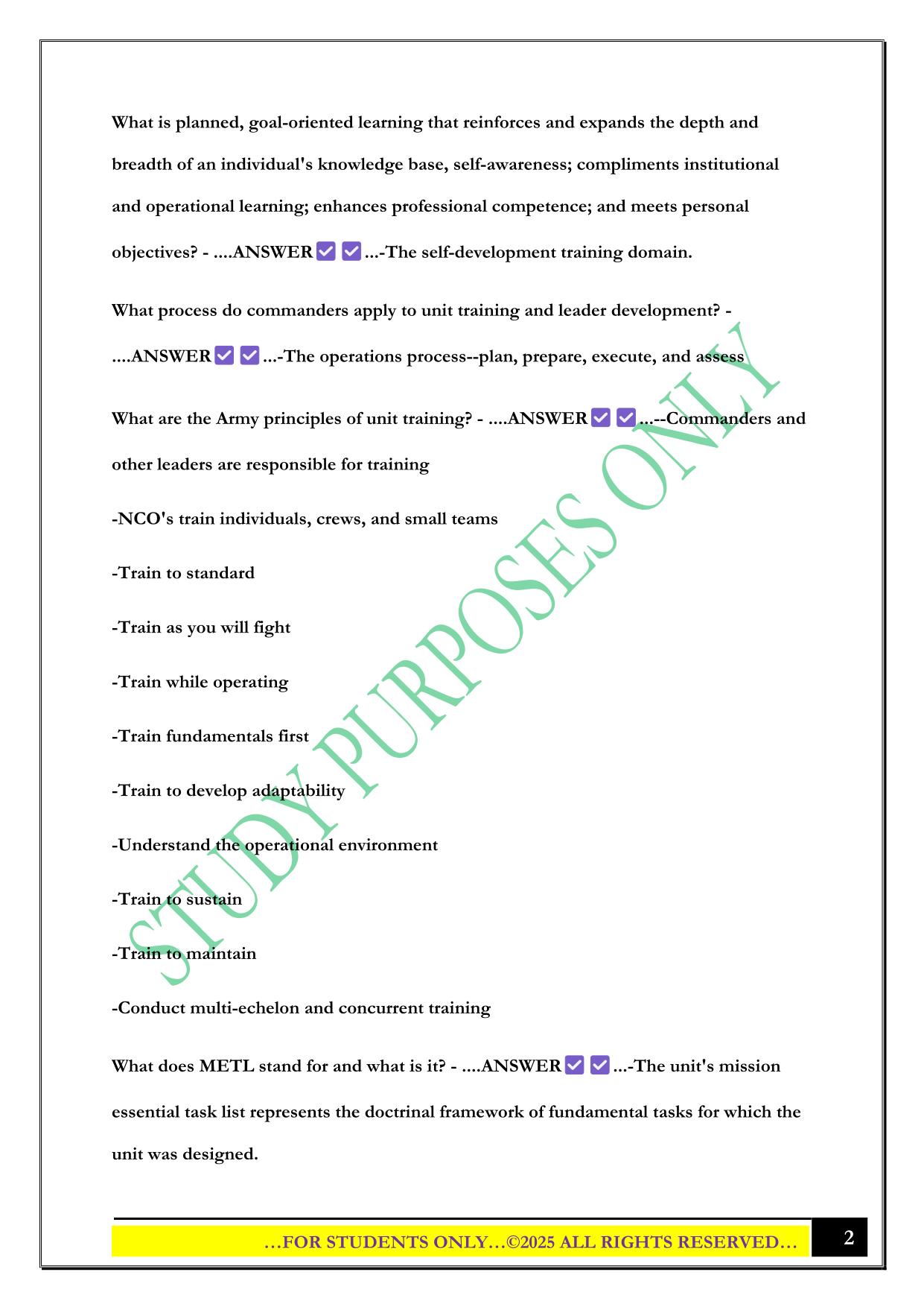 NCO Board Questions with Correct Answers