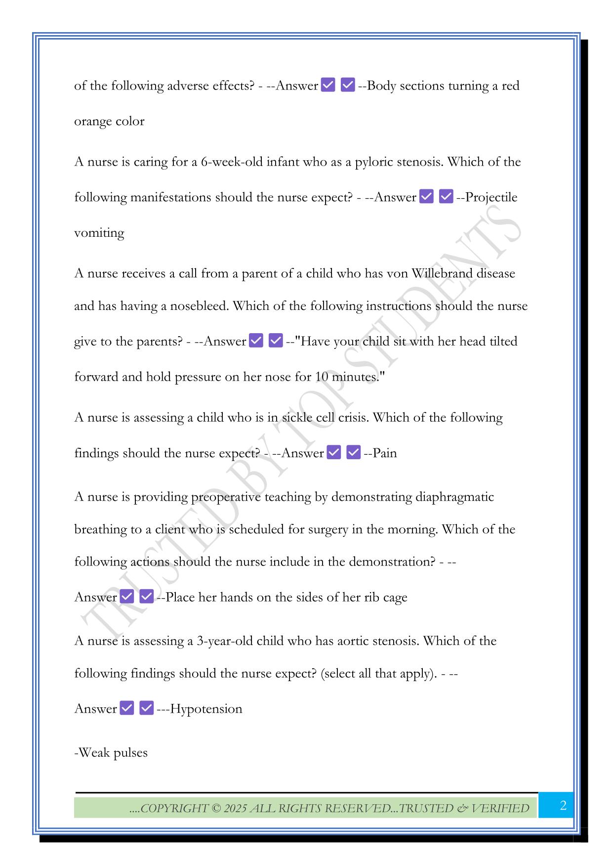 ATI PEDS Proctored Exam 2025 Questions and Answers