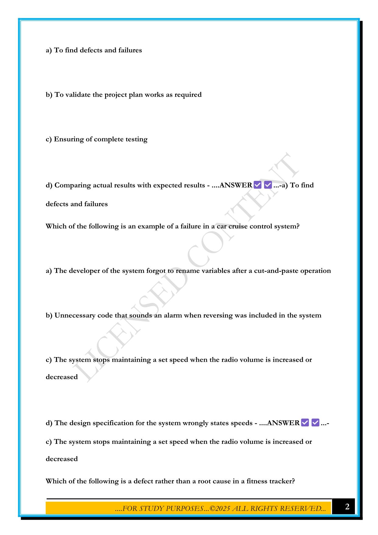 ISTQB FOUNDATION EXAM 2025 QUESTIONS AND ANSWERS