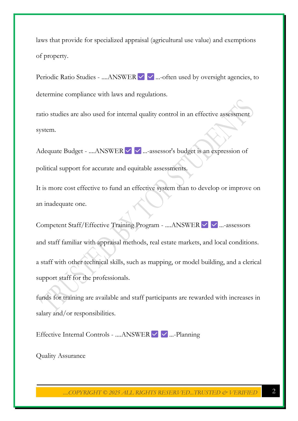 IAAO 400 EXAM 2025 QUESTIONS AND ANSWERS