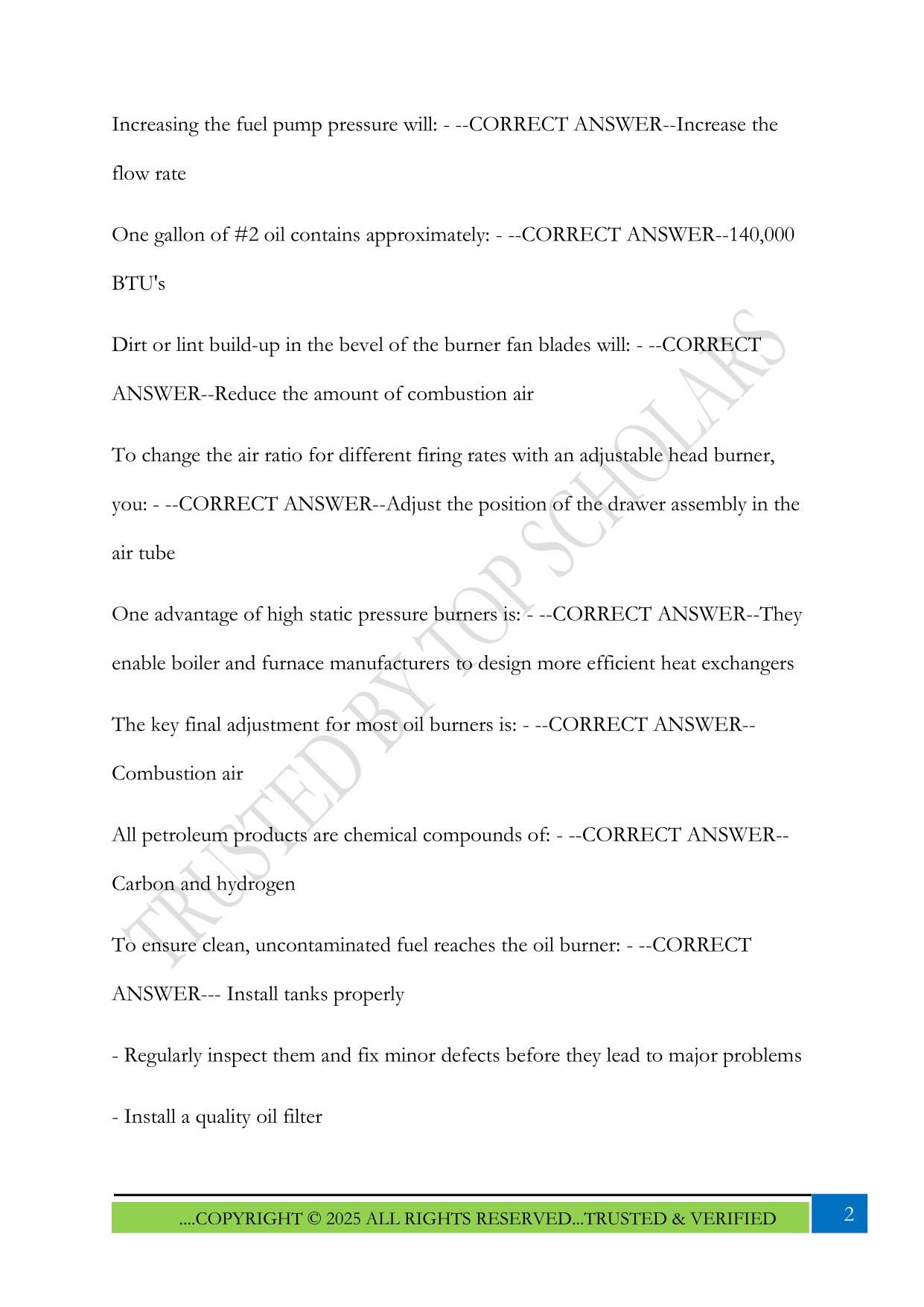 Oil Burner License Exam 2025 Questions and Answers