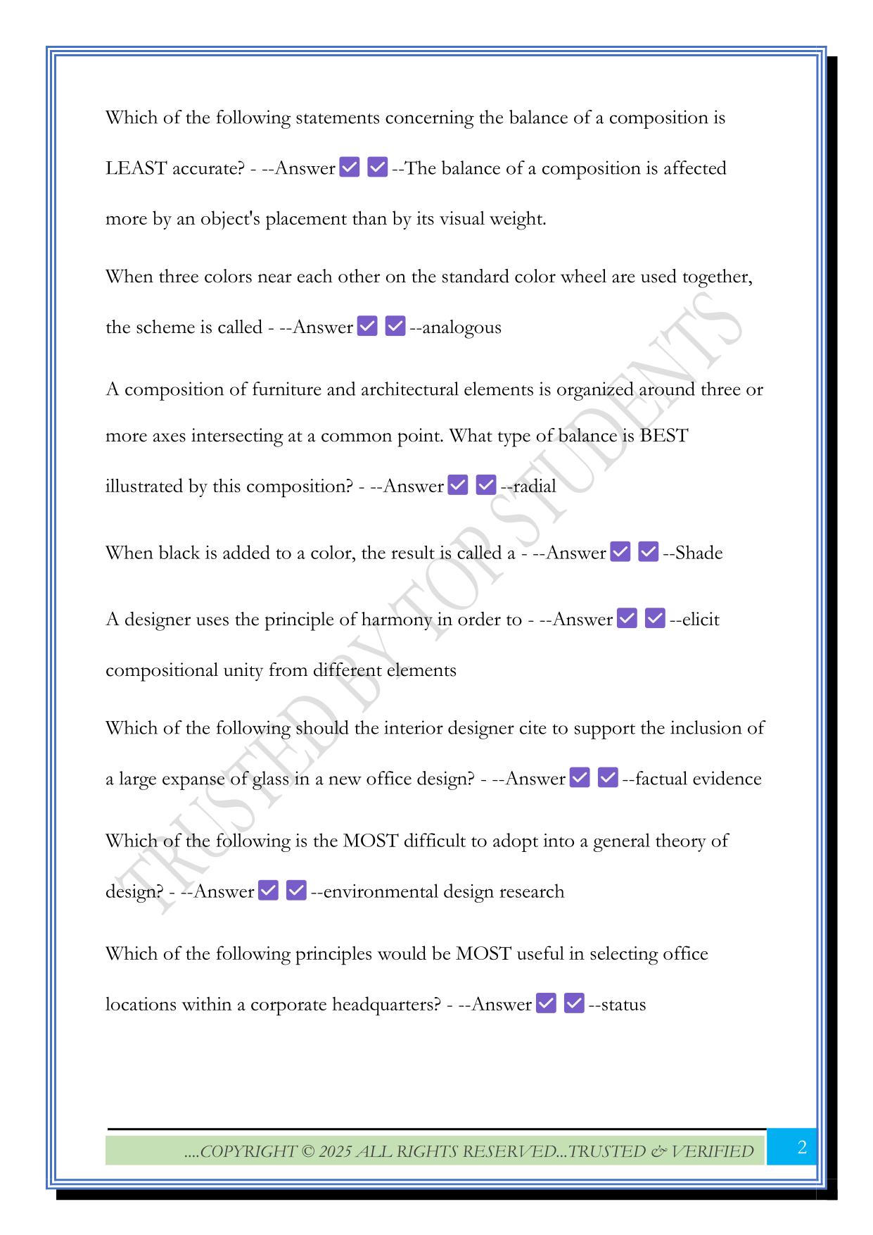 NCIDQ Final Exam 2025 Questions and Answers