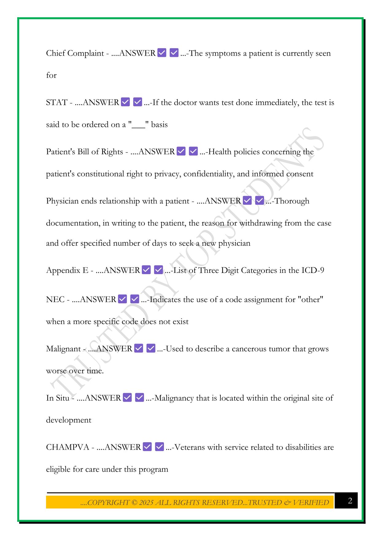 AMCA MAA BILLING & CODING EXAM 2025 QUESTIONS AND ANSWERS