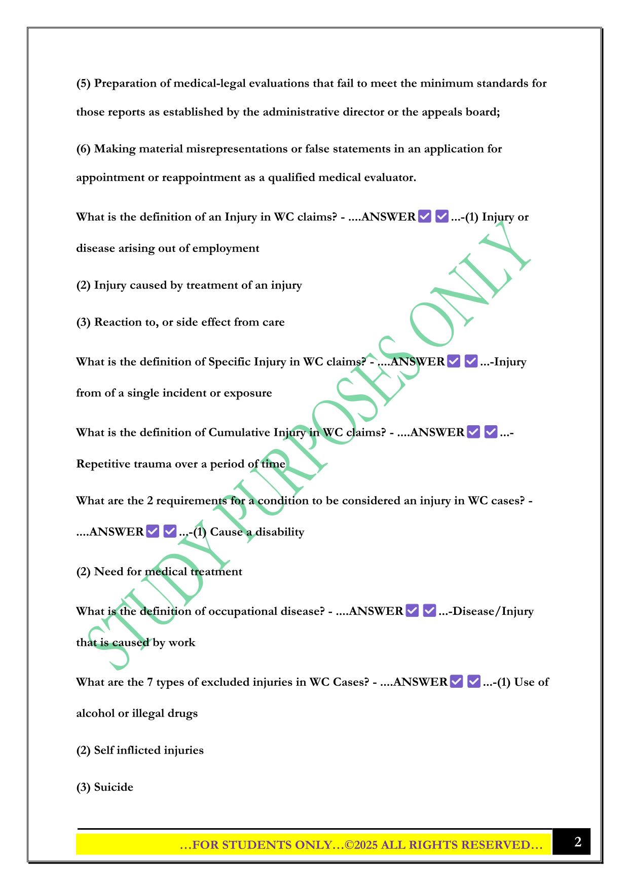 HCC QME Exam: Terms, Dates, and Concepts 2025 Questions and Answers
