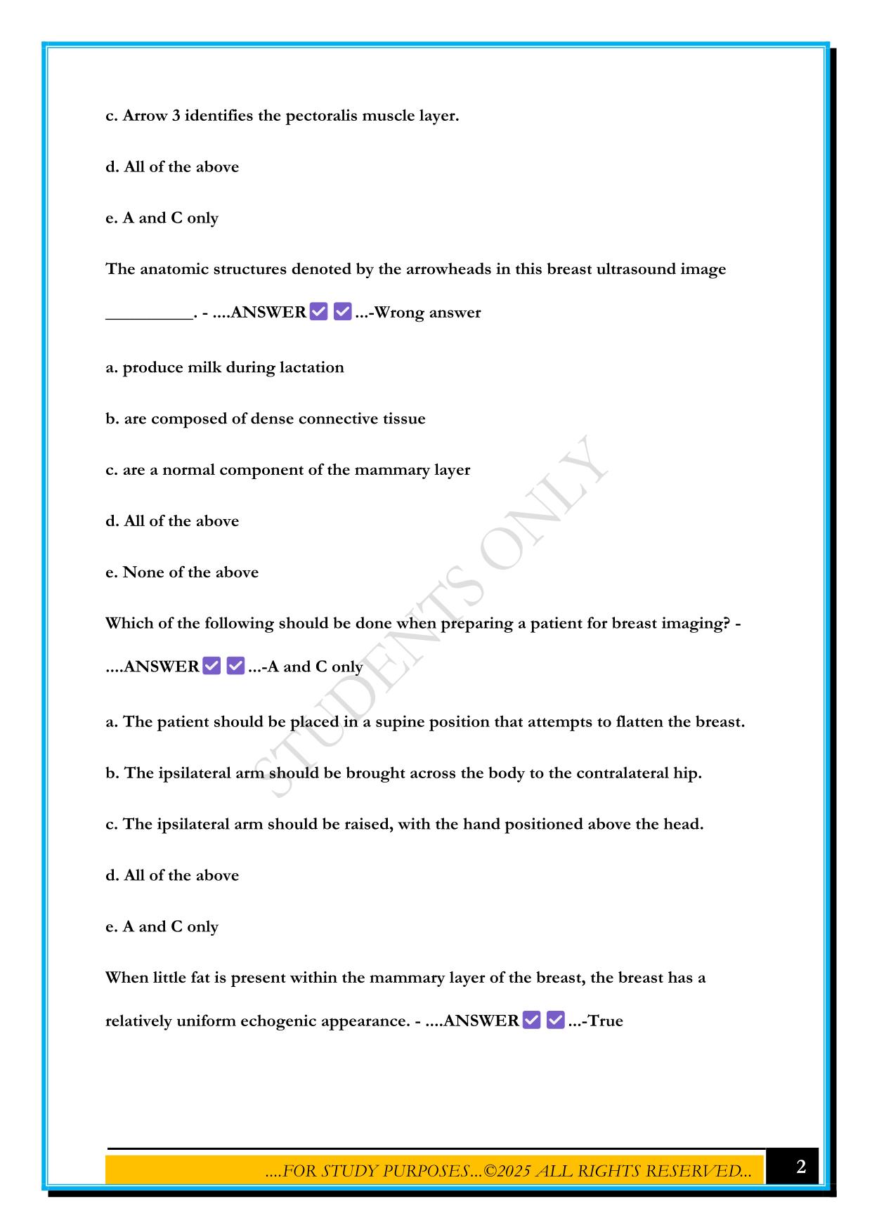 BREAST SONOSIM MASTERY TEST 2025 QUESTIONS AND ANSWERS